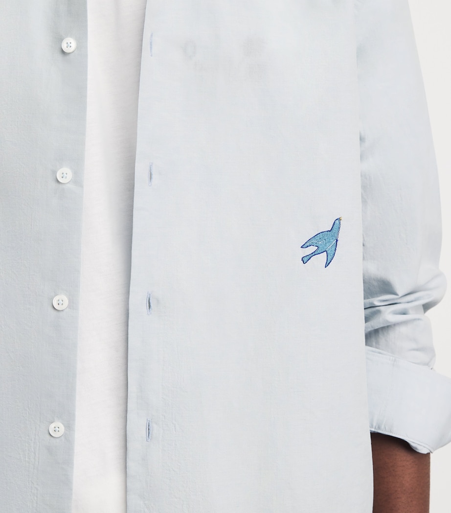 Paul Smith Mens Cotton-Linen Embroidered Oxford Shirt Image 3