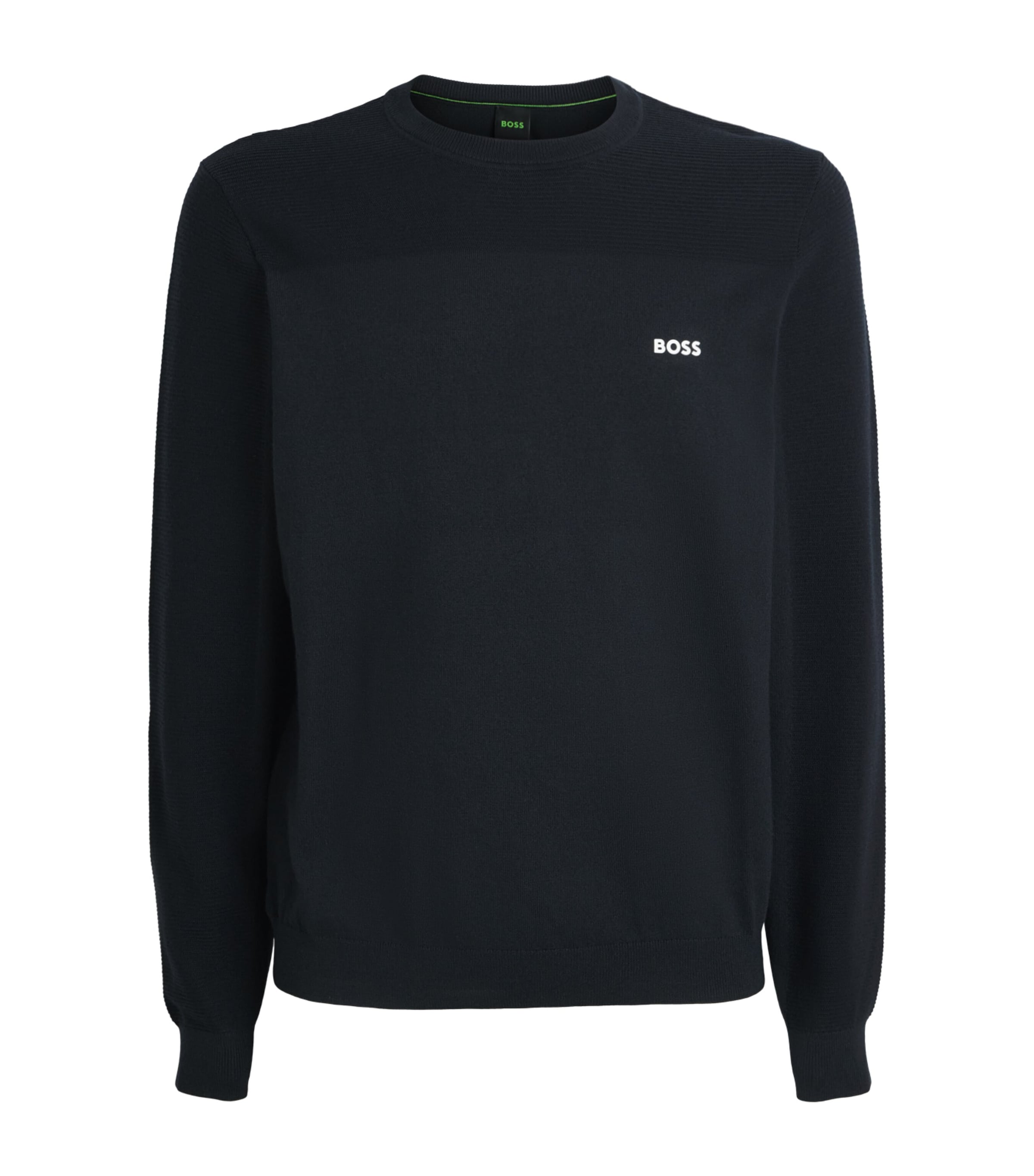 BOSS Mens Ribbed Logo Sweater Dark Image 1