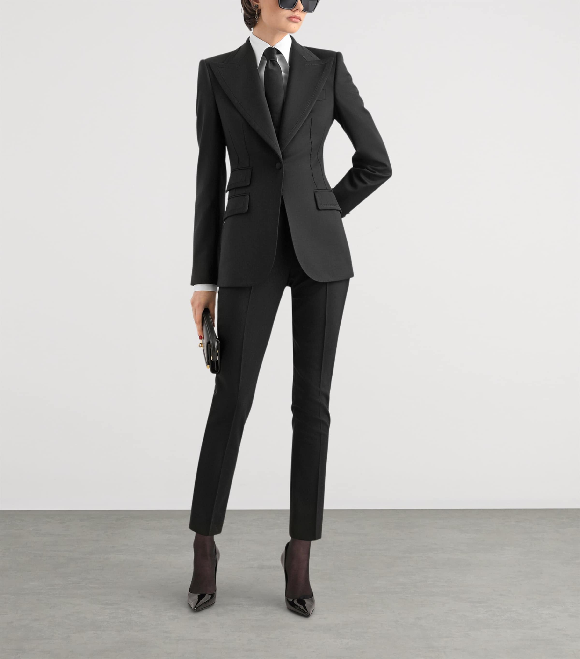 Dolce&Gabbana Womens Virgin Wool-Blend Blazer Black Image 2