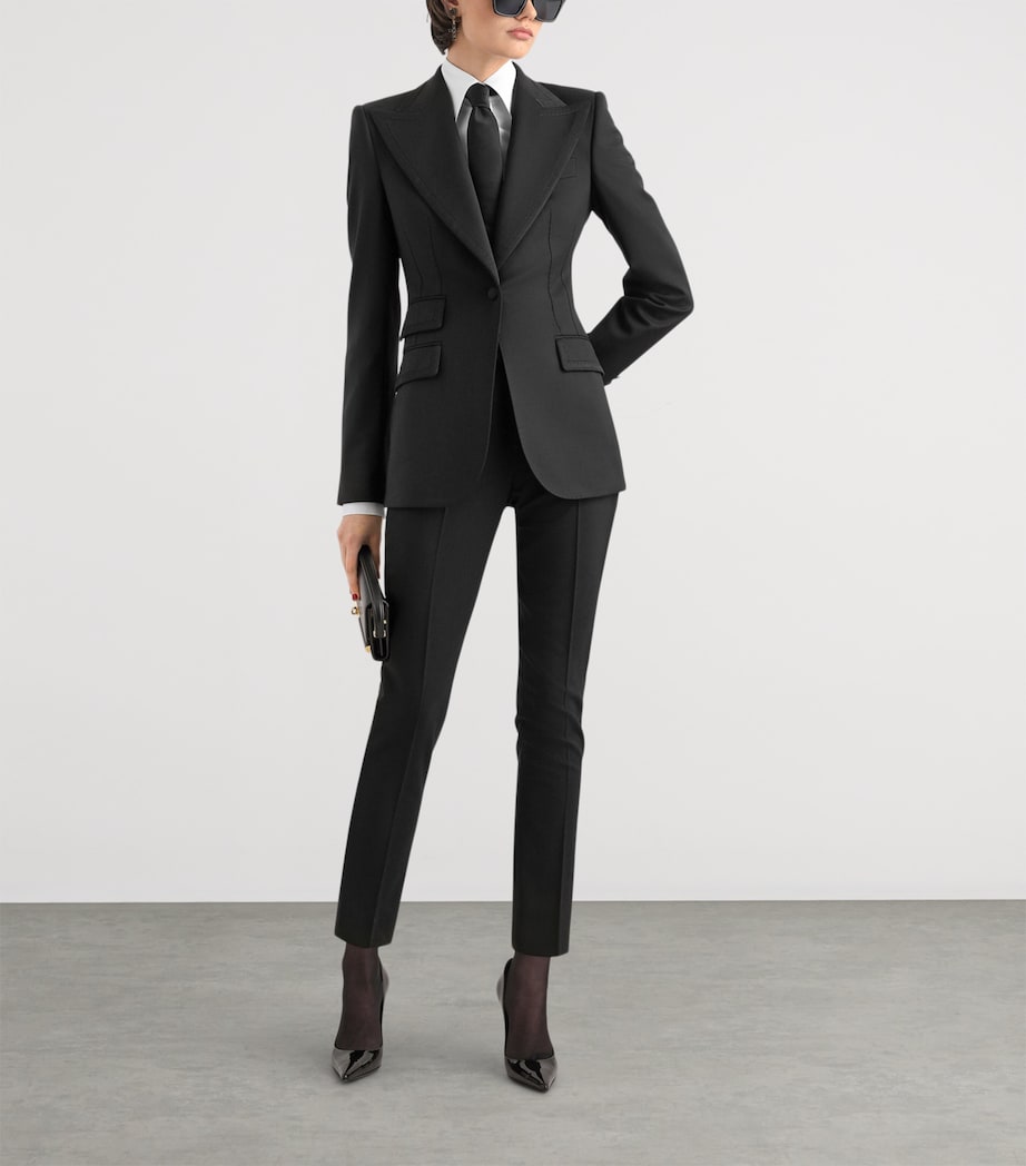Dolce&Gabbana Womens Virgin Wool-Blend Blazer Black Image 2