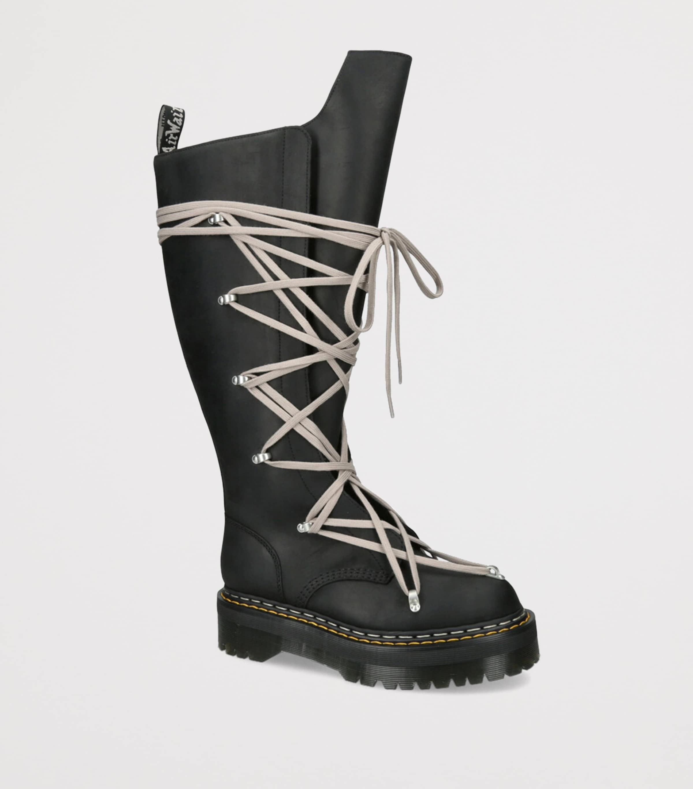 Rick Owens Black x Dr. Martens Leather Quad Sole Pentacle Boots
