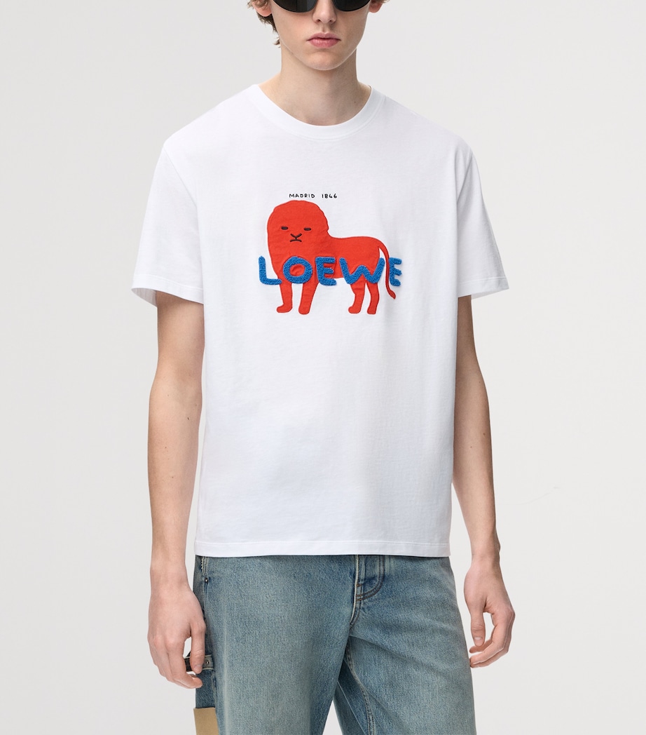 LOEWE Mens Logo Relaxed T-Shirt White Image 3