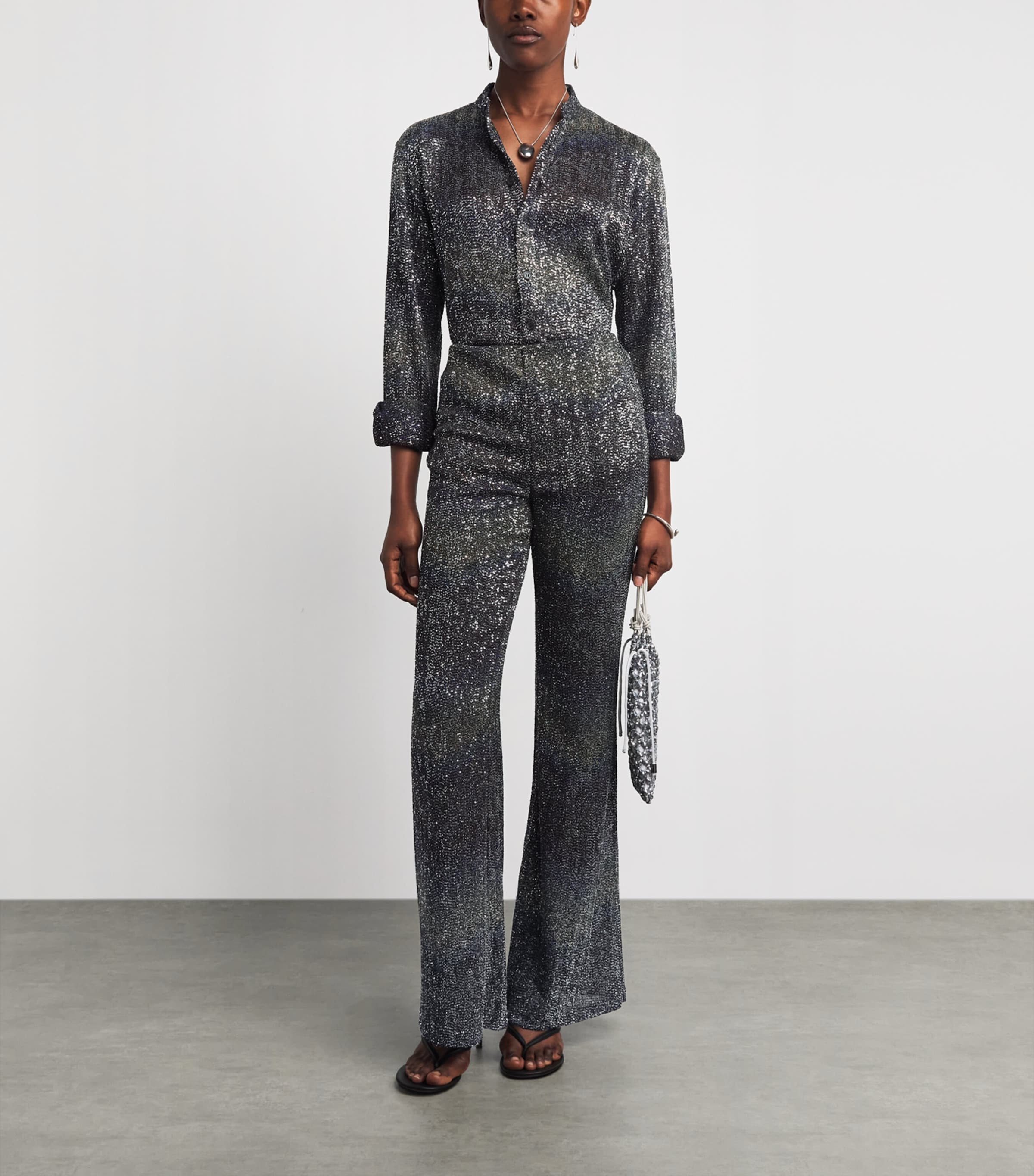 Missoni Womens Sequin Flared Trousers Bn,bl,yl Image 2