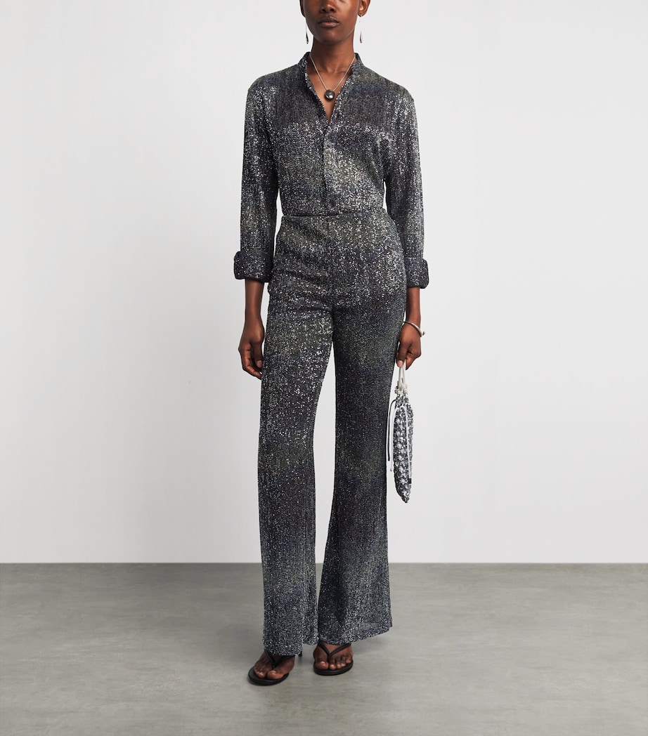 Missoni Womens Sequin Flared Trousers Bn,bl,yl Image 2