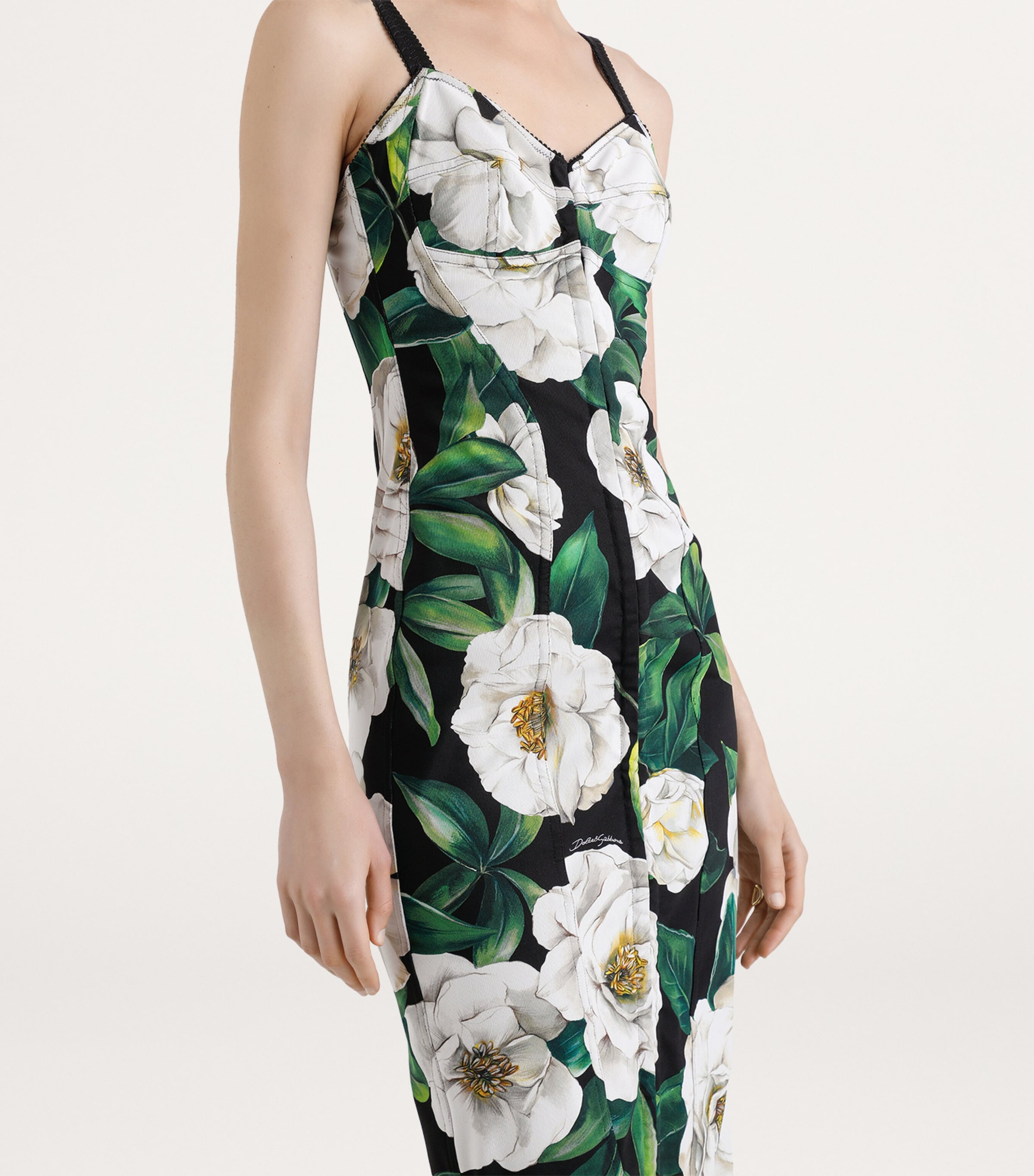 Silk-Blend Floral Midi Dress HN5JB-GARDENIA F.NER Image 4
