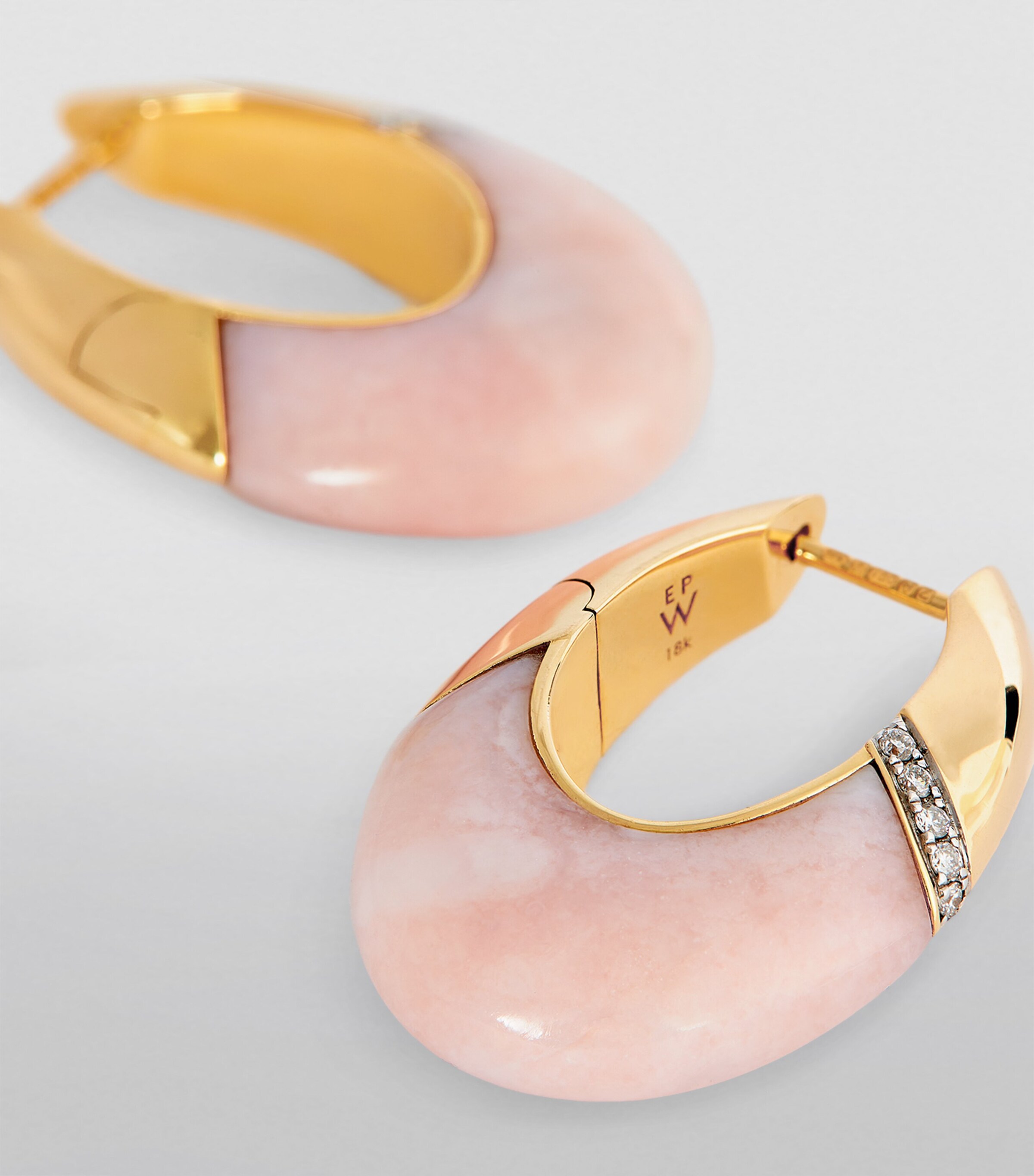 Yellow Gold, Diamond and Opal Bernadette Oval Earrings YELLOW GOLD Image 6