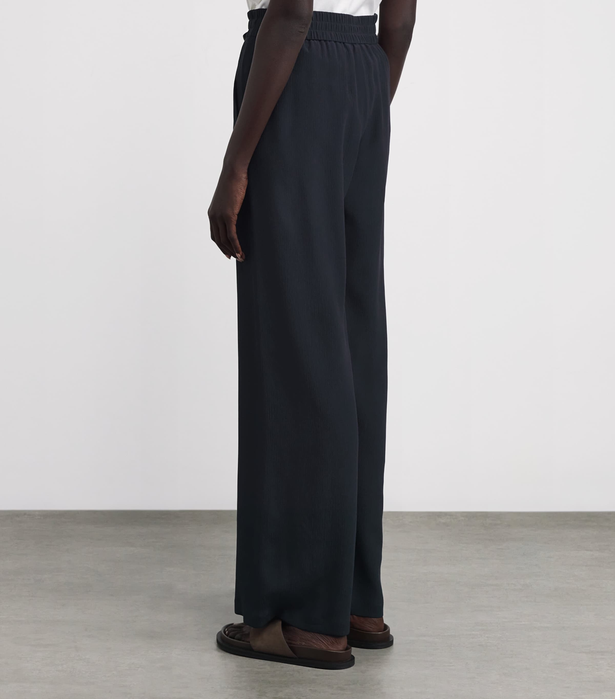 Silk Shirred Trousers DARK NAVY Image 4