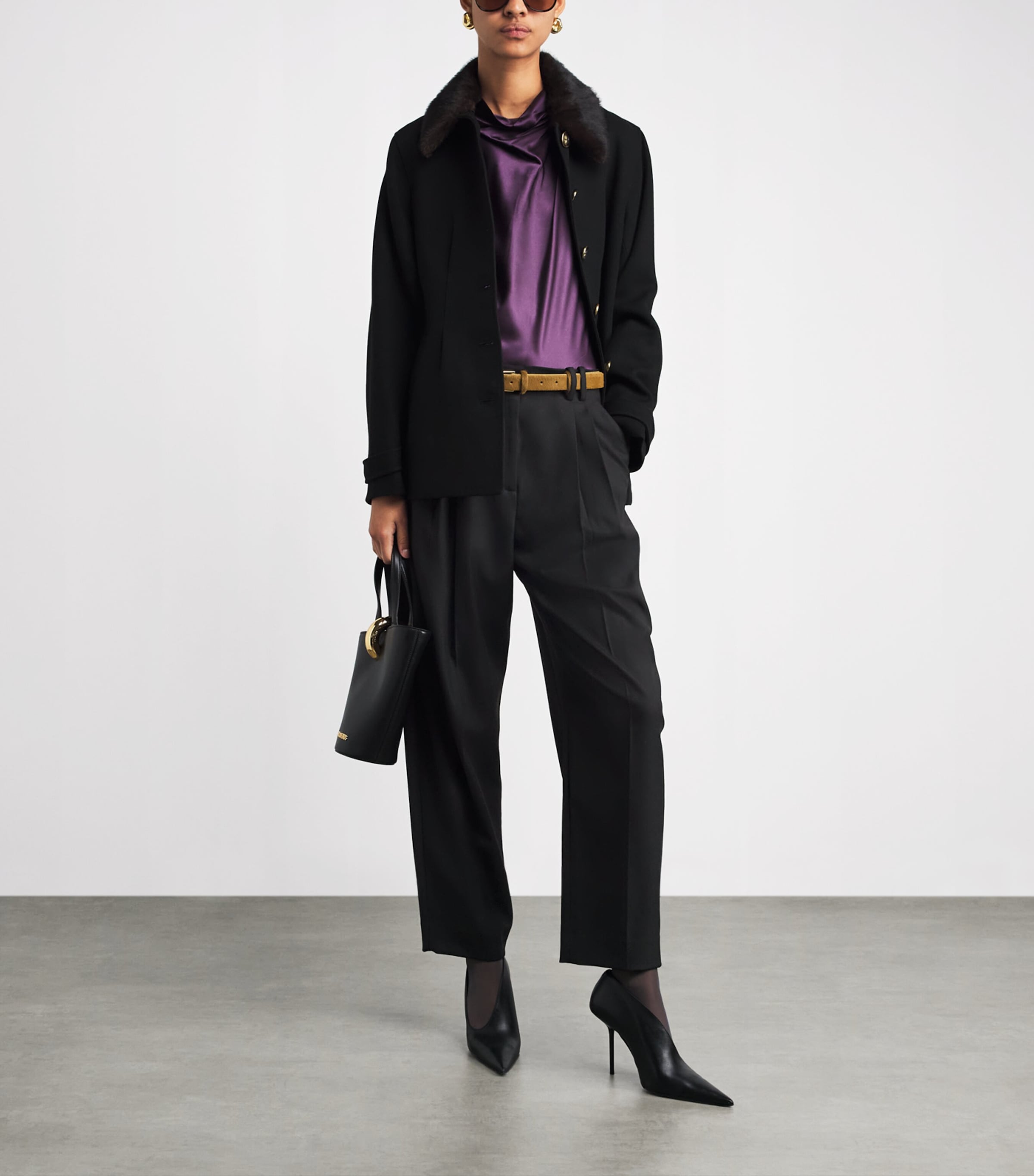 Veronica Beard Womens Whitlock Barrel Trousers Black Image 2