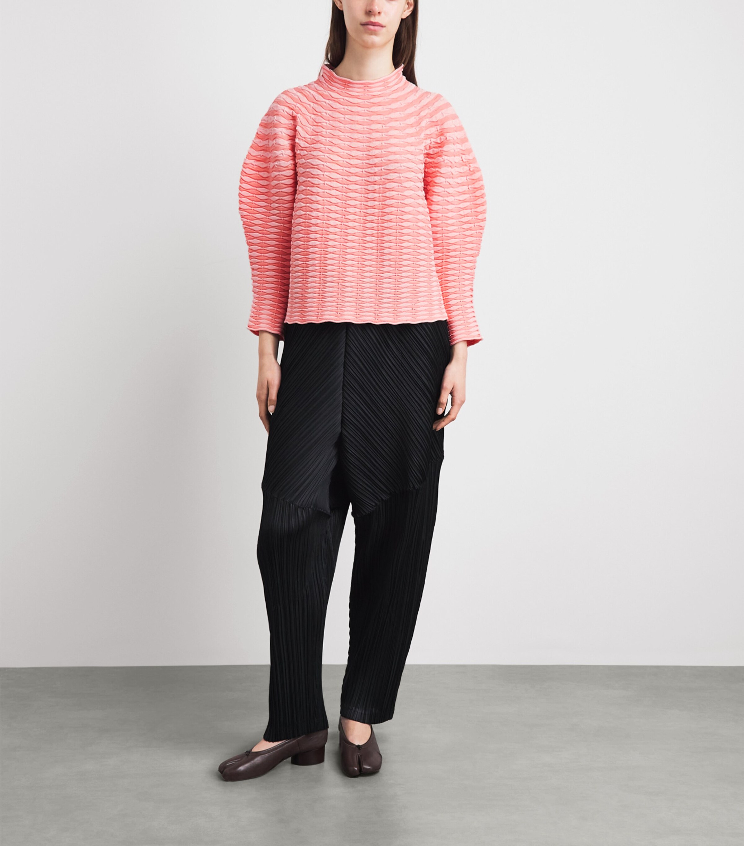 Pleats Please Issey Miyake Womens Colourful Mushroom Knit Top Light Pink Image 2