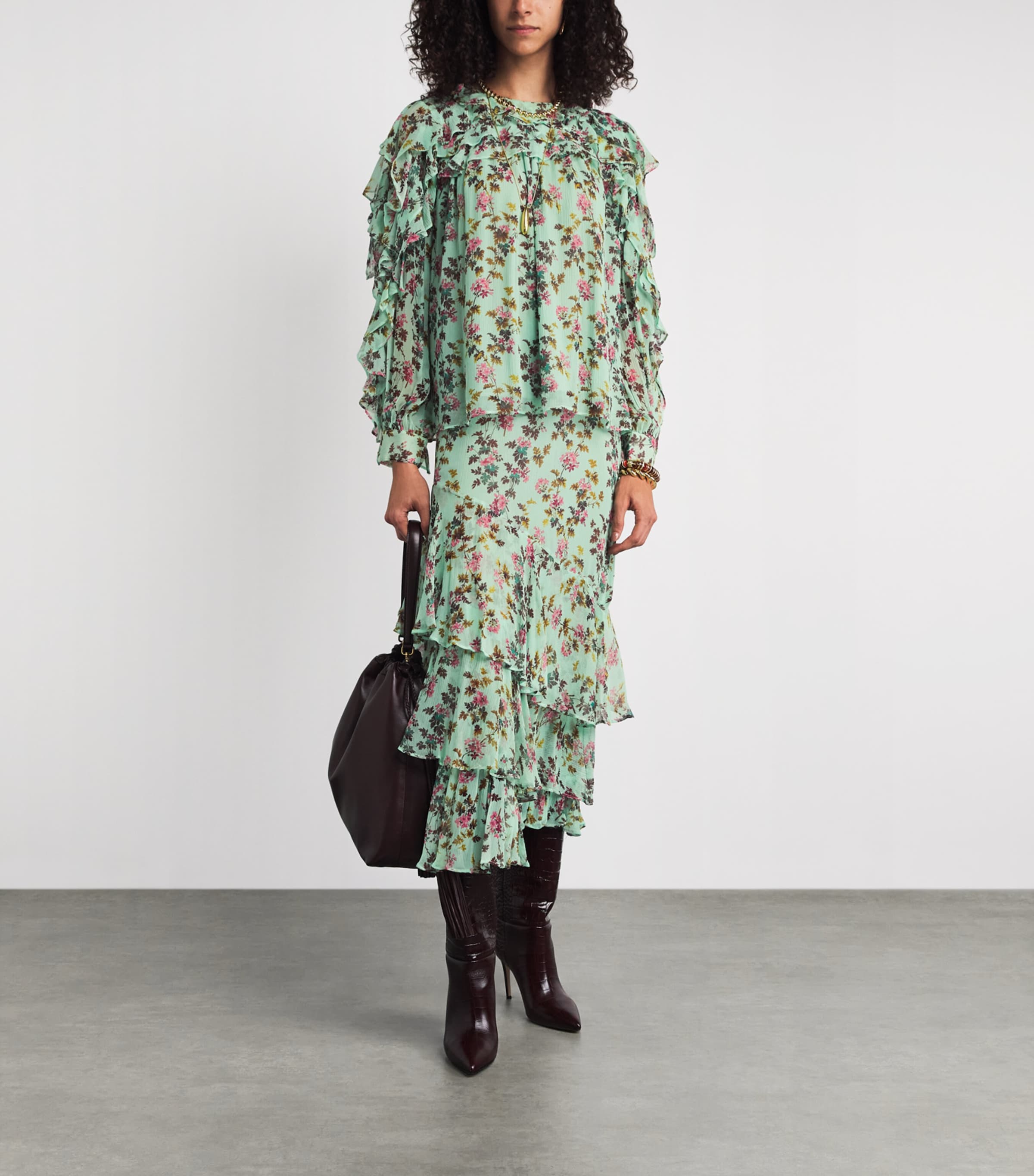 Ulla Johnson Womens Silk Ruffled Willow Blouse Opaline Image 2