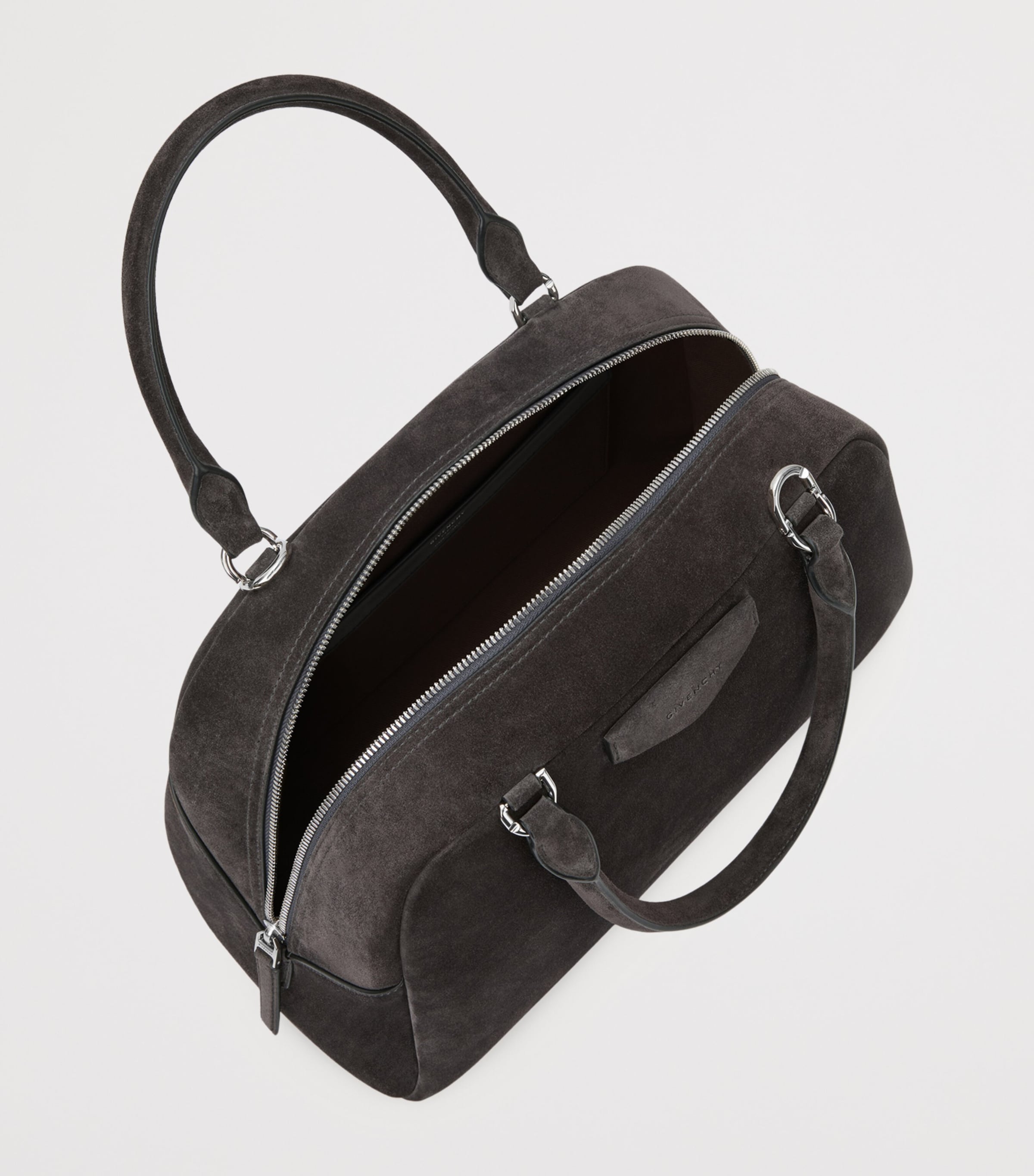 Suede Antigona Cube East-West Top-Handle Bag DARK GREY Image 5