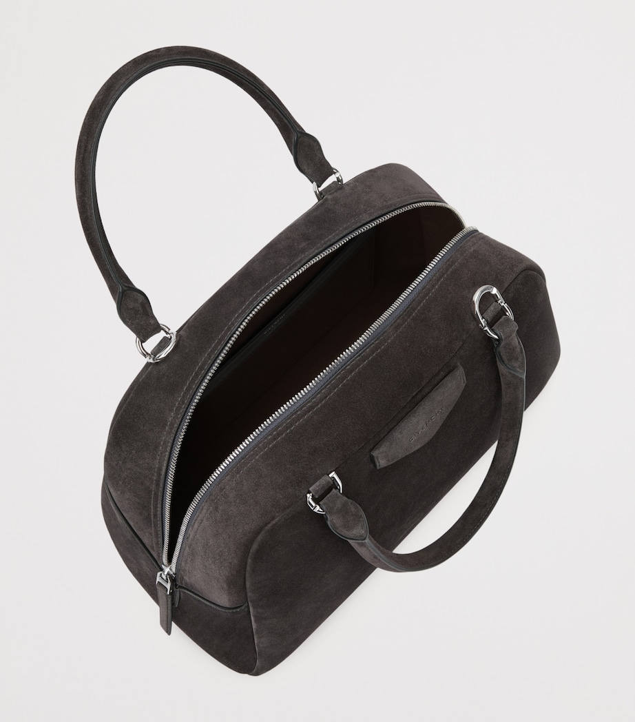 Suede Antigona Cube East-West Top-Handle Bag DARK GREY Image 5