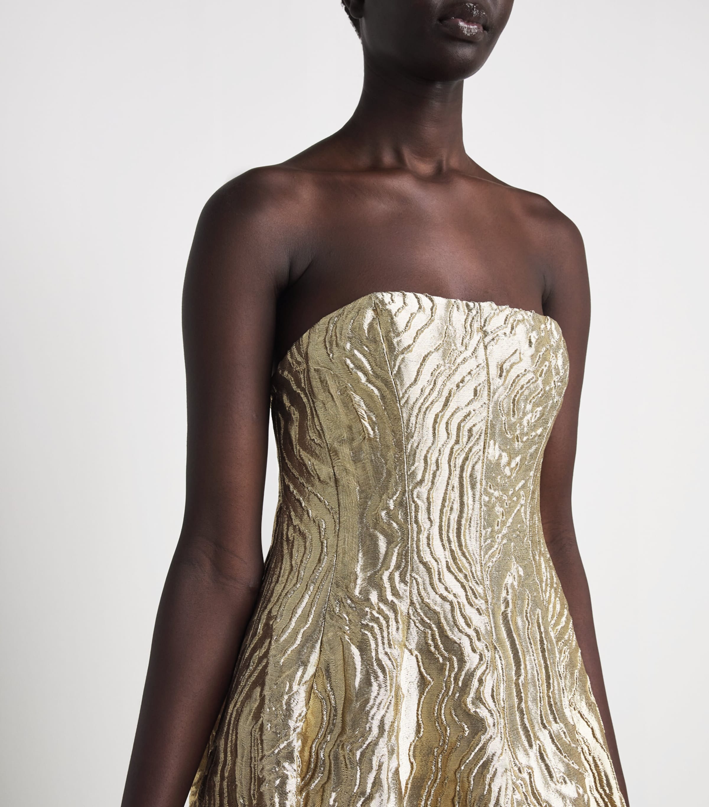 Simkhai Womens Metallic Jacquard Celeste Gown Light Gold Image 3