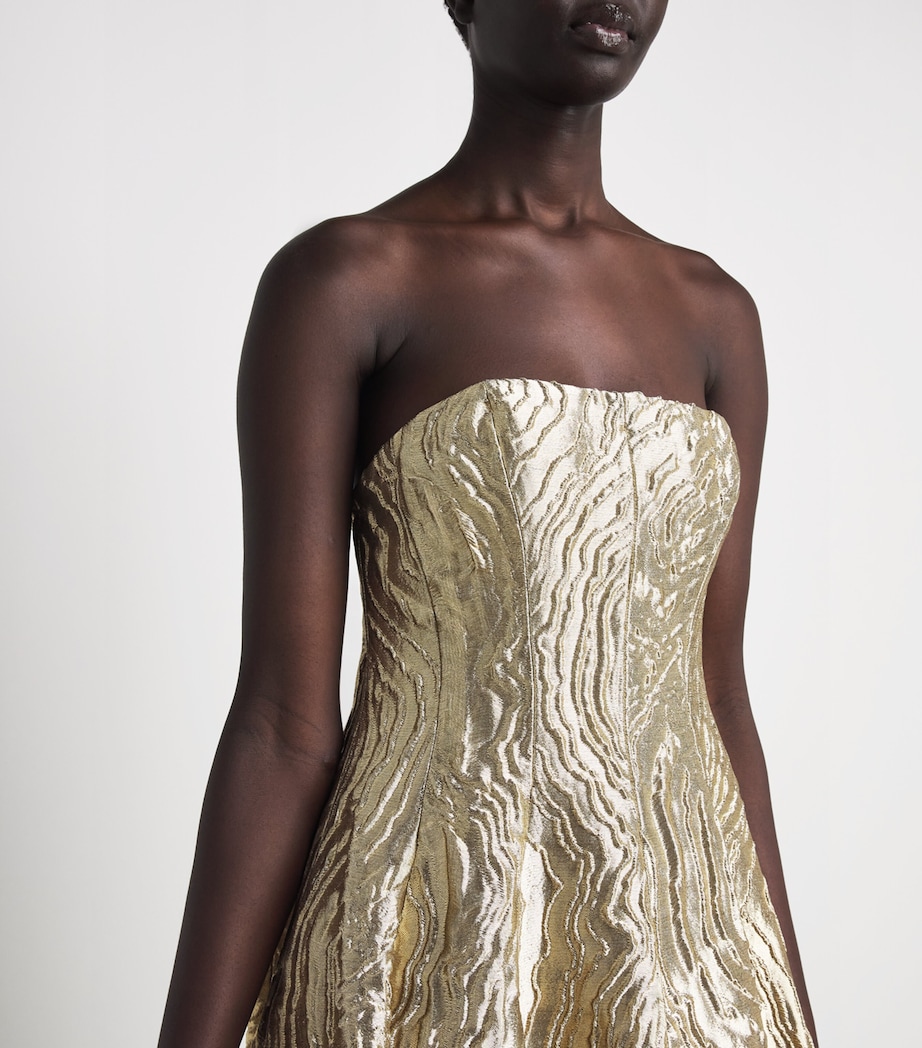 Simkhai Womens Metallic Jacquard Celeste Gown Light Gold Image 3