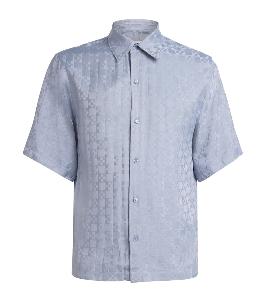 Sandro Paris Mens Jacquard Cross Short-Sleeve Shirt Blue Image 1