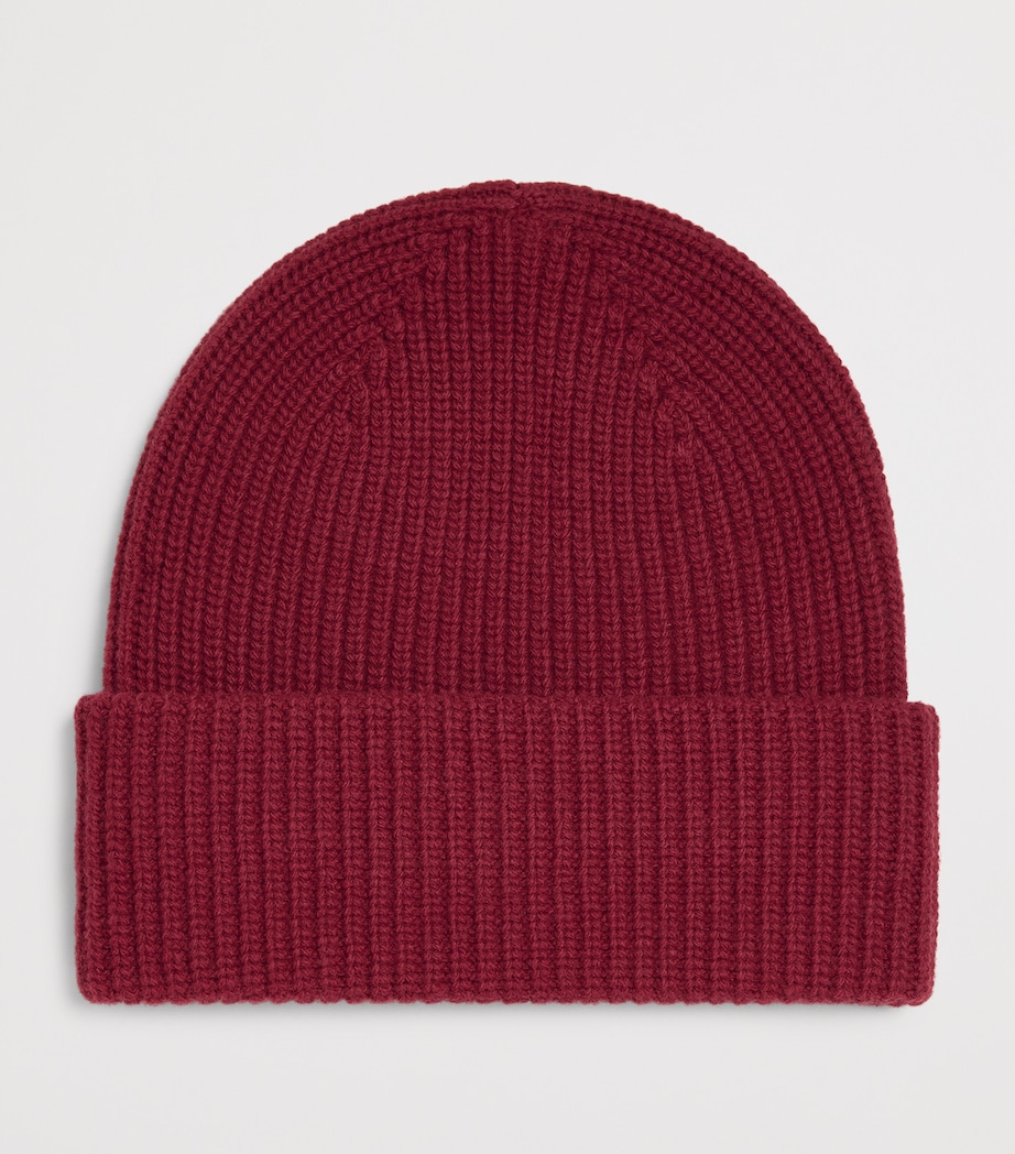 Virgin Wool Monogram Beanie BERRY RED Image 2