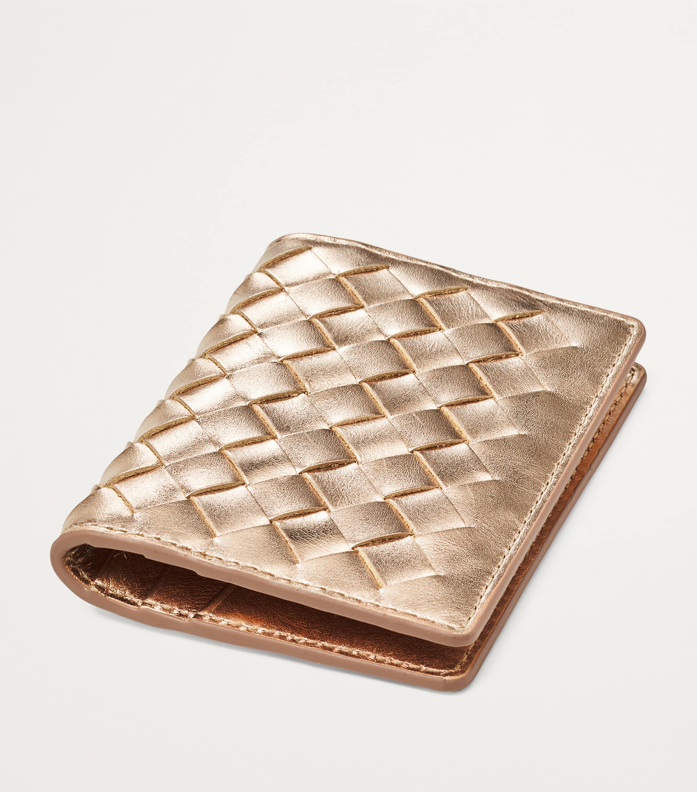 Leather Double Fold Card Holder CHAMPAGNE METALLIC Image 5