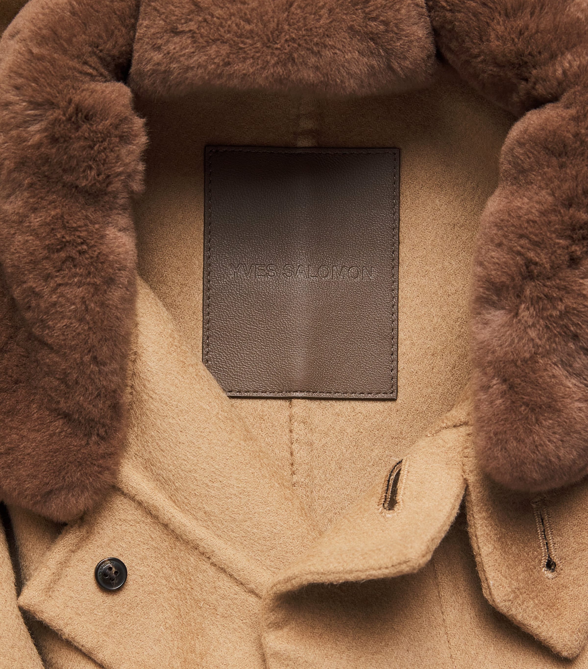 Wool-Cashmere Mink-Collar Overcoat A2150 TOAST Image 5