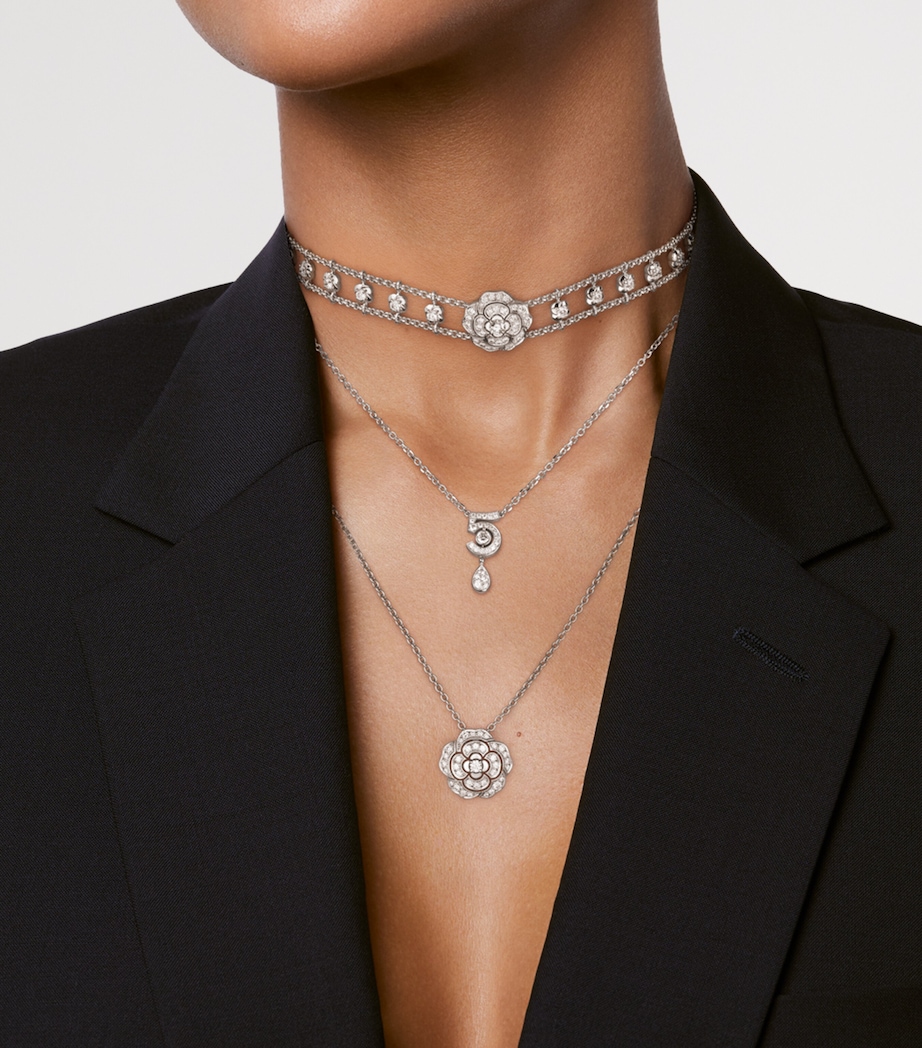White Gold and Diamond Bouton de Camélia Supple Choker WHITE Image 2