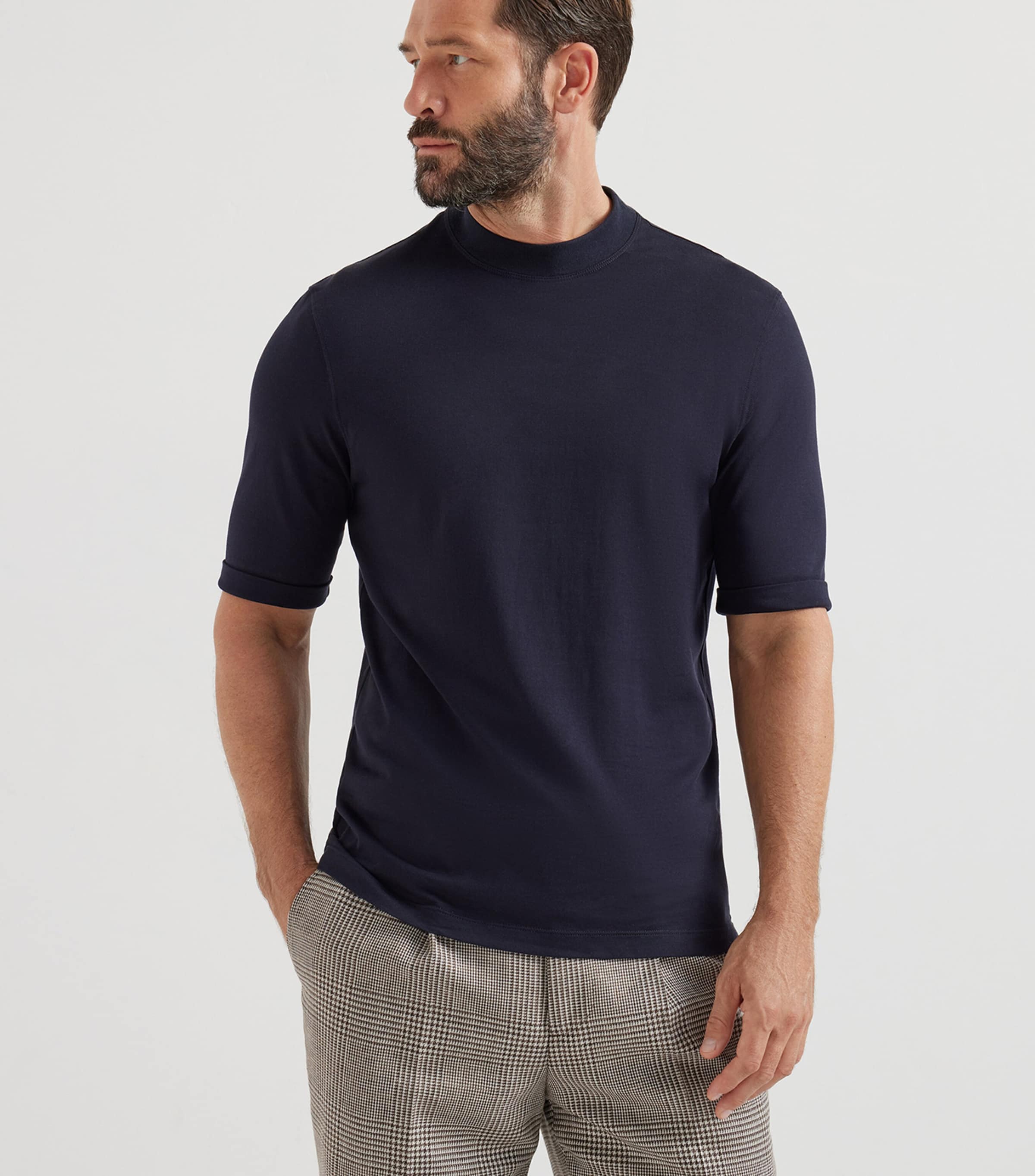 Cotton High-Neck T-Shirt C4425 Image 3