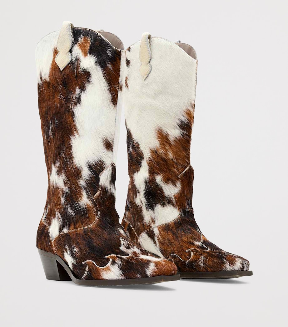 AllSaints Cowhide Dolly Cowboy Boots 47 Cow Print Image 1