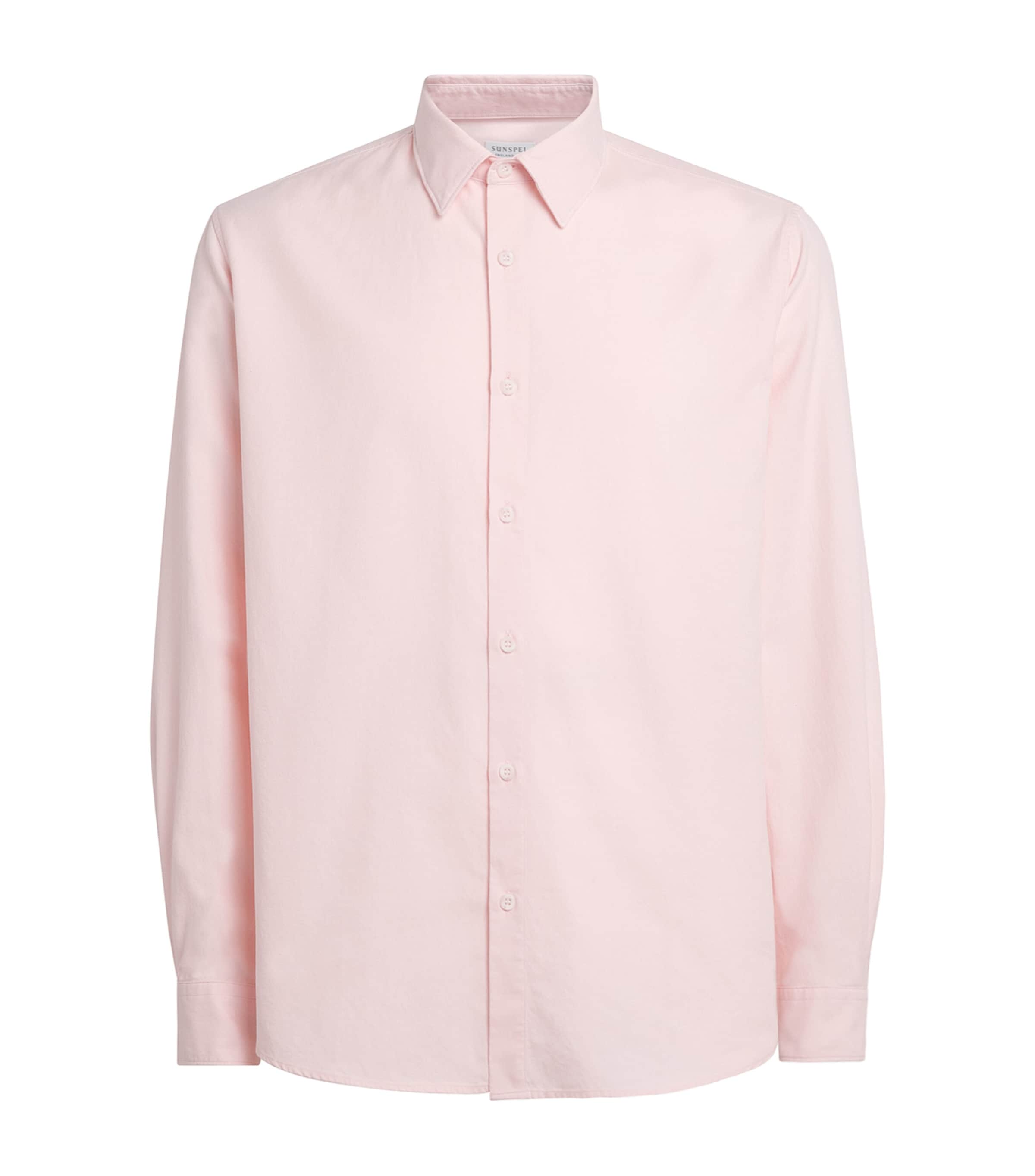 Sunspel Mens Cotton Oxford Shirt Light Pink Image 1