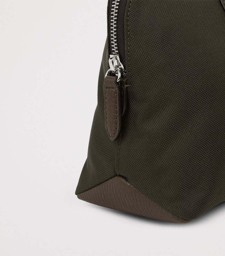 Smythson Canvas Wash Bag Dark Moss Image 5