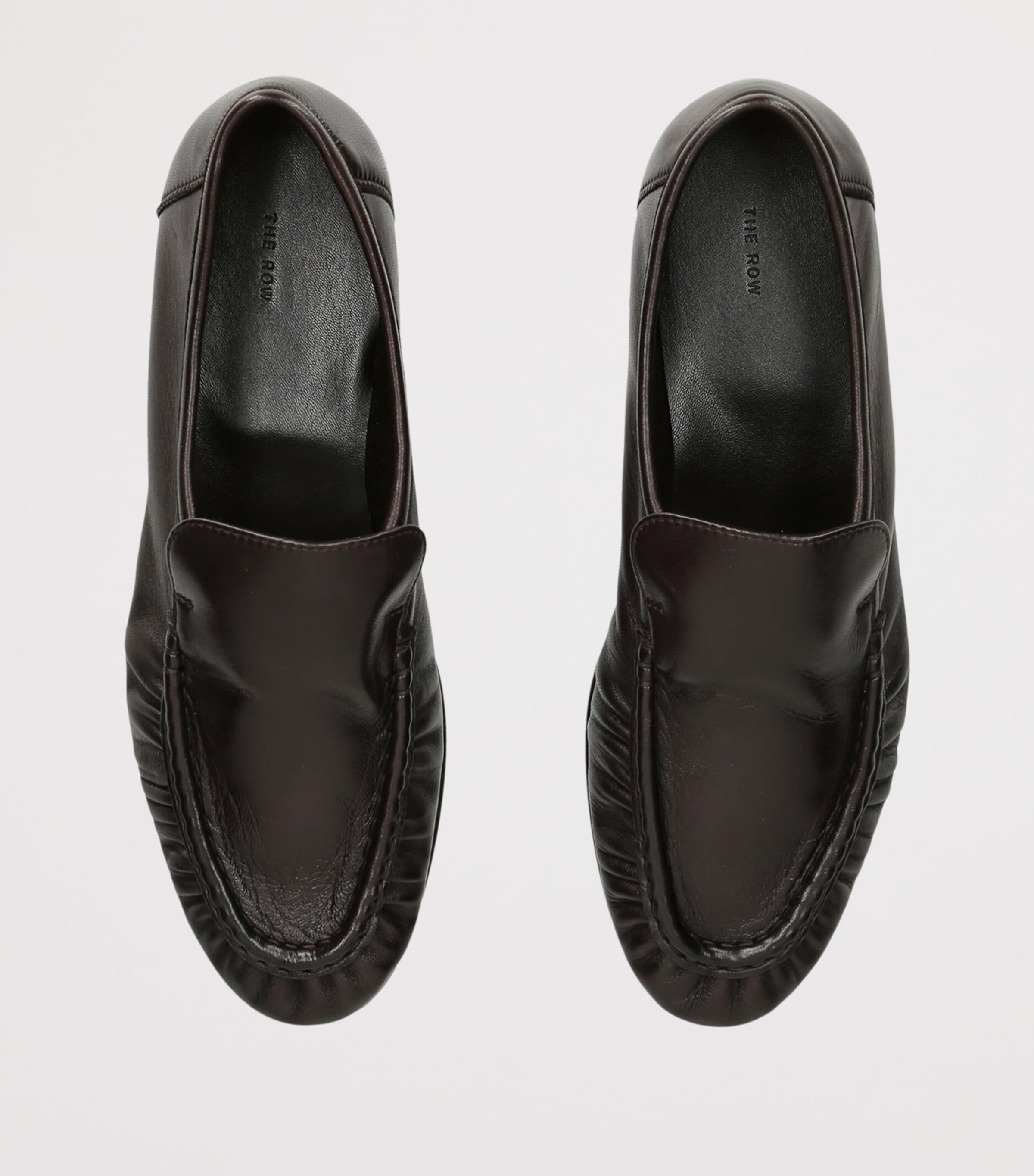 The Row Soft Moccasin Two Leather Loafers Dark Brown Image 4