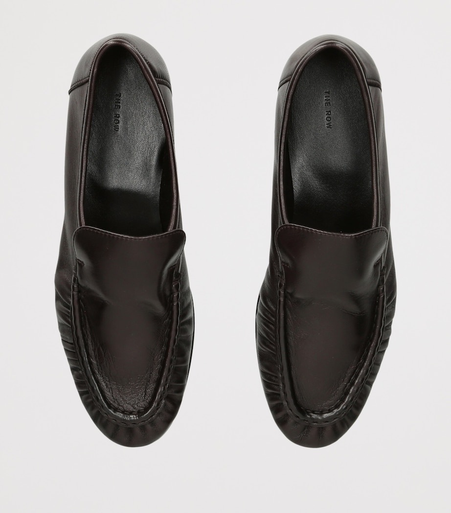 The Row Soft Moccasin Two Leather Loafers Dark Brown Image 4