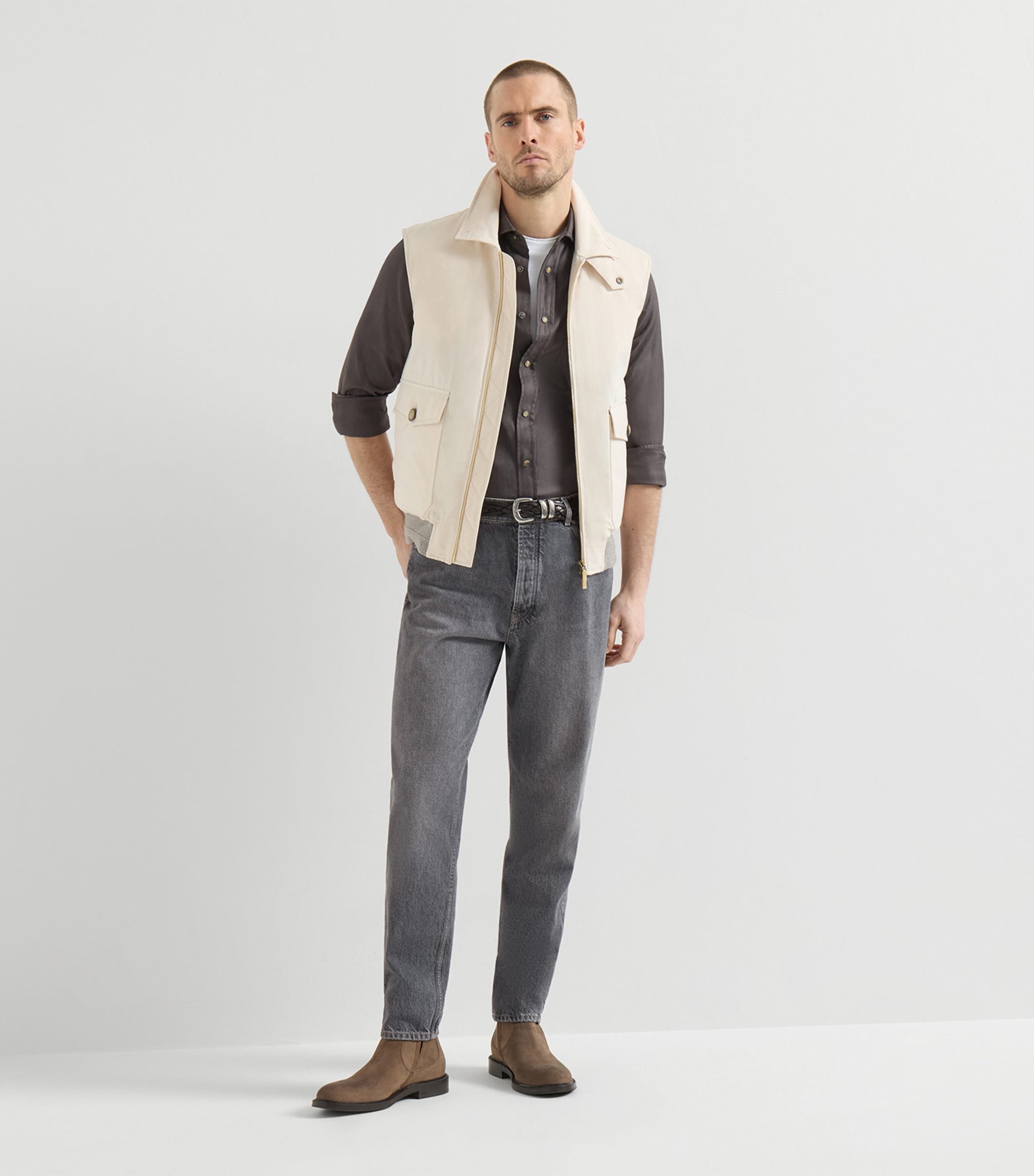 Brunello Cucinelli Brown Cotton Western Shirt | Harrods UK