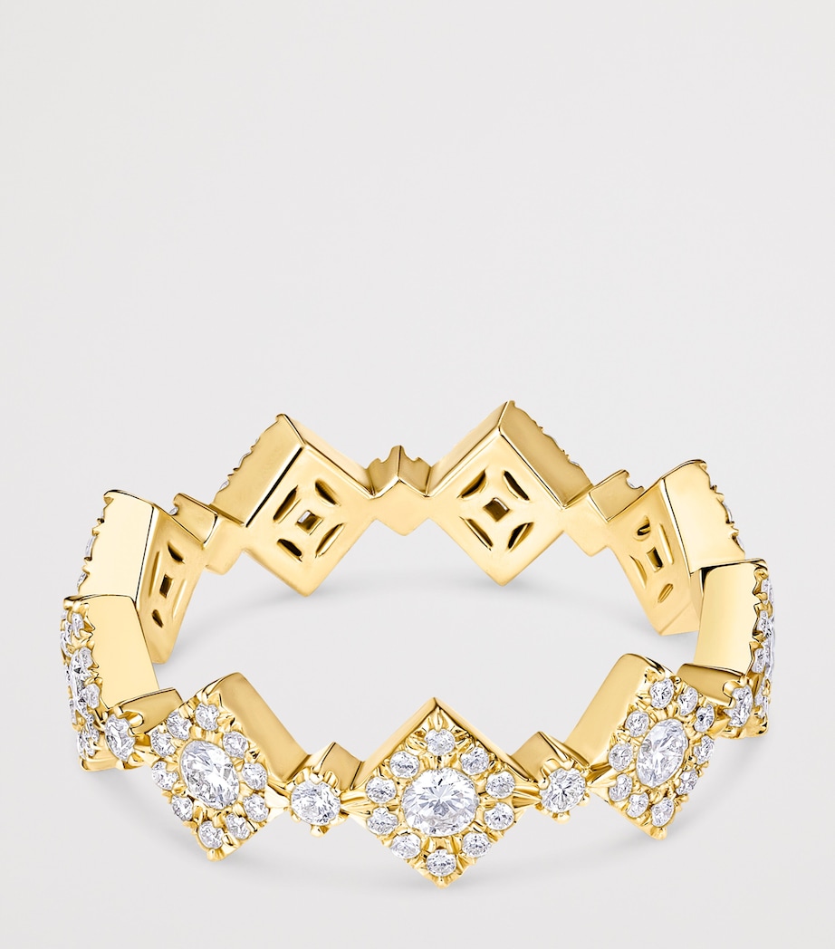 David Morris Yellow Gold and Diamond Triolette Square Ring Clear Image 3