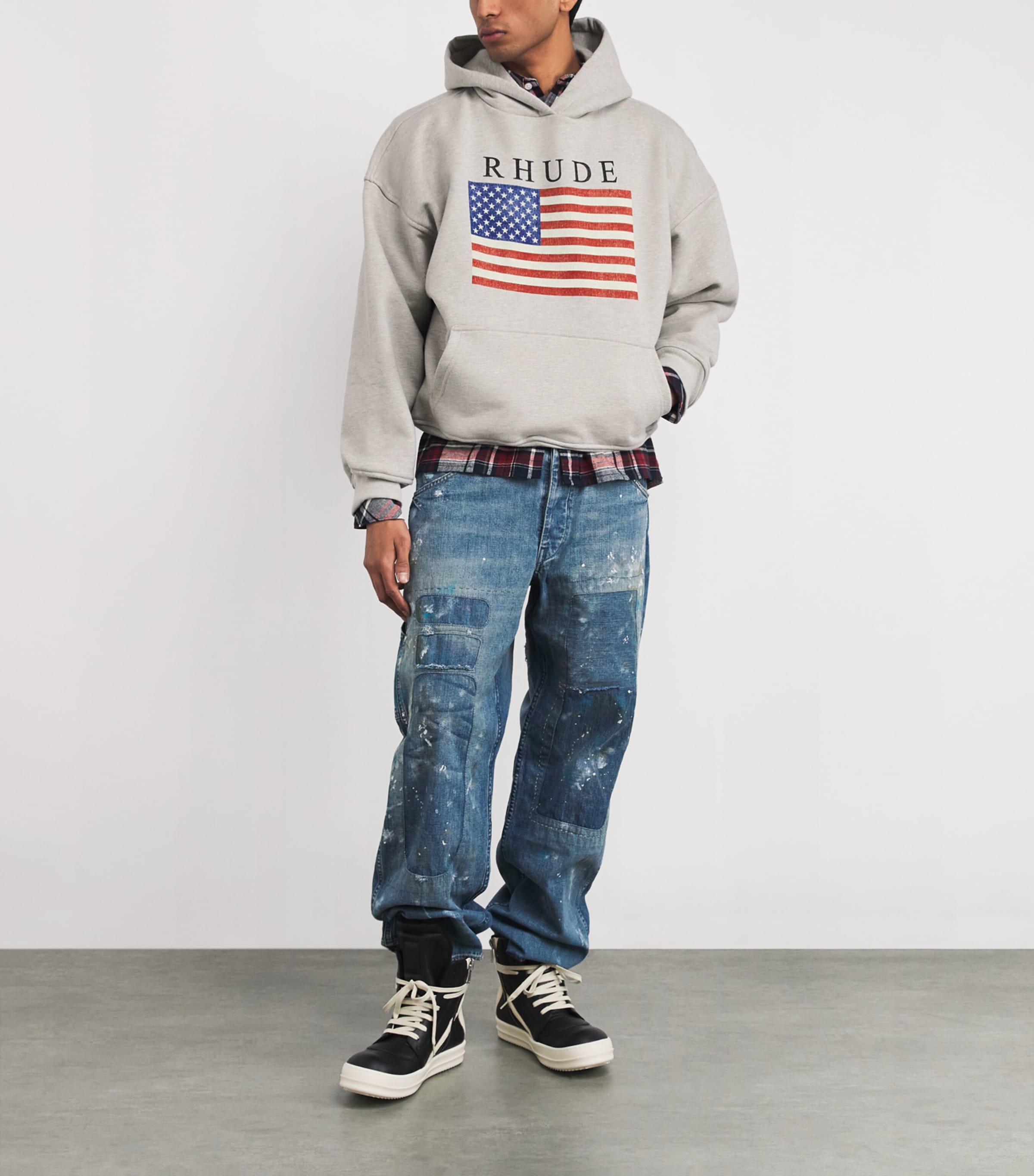 Cotton Graphic Hoodie  GREY/ BLACK 3168 Image 2