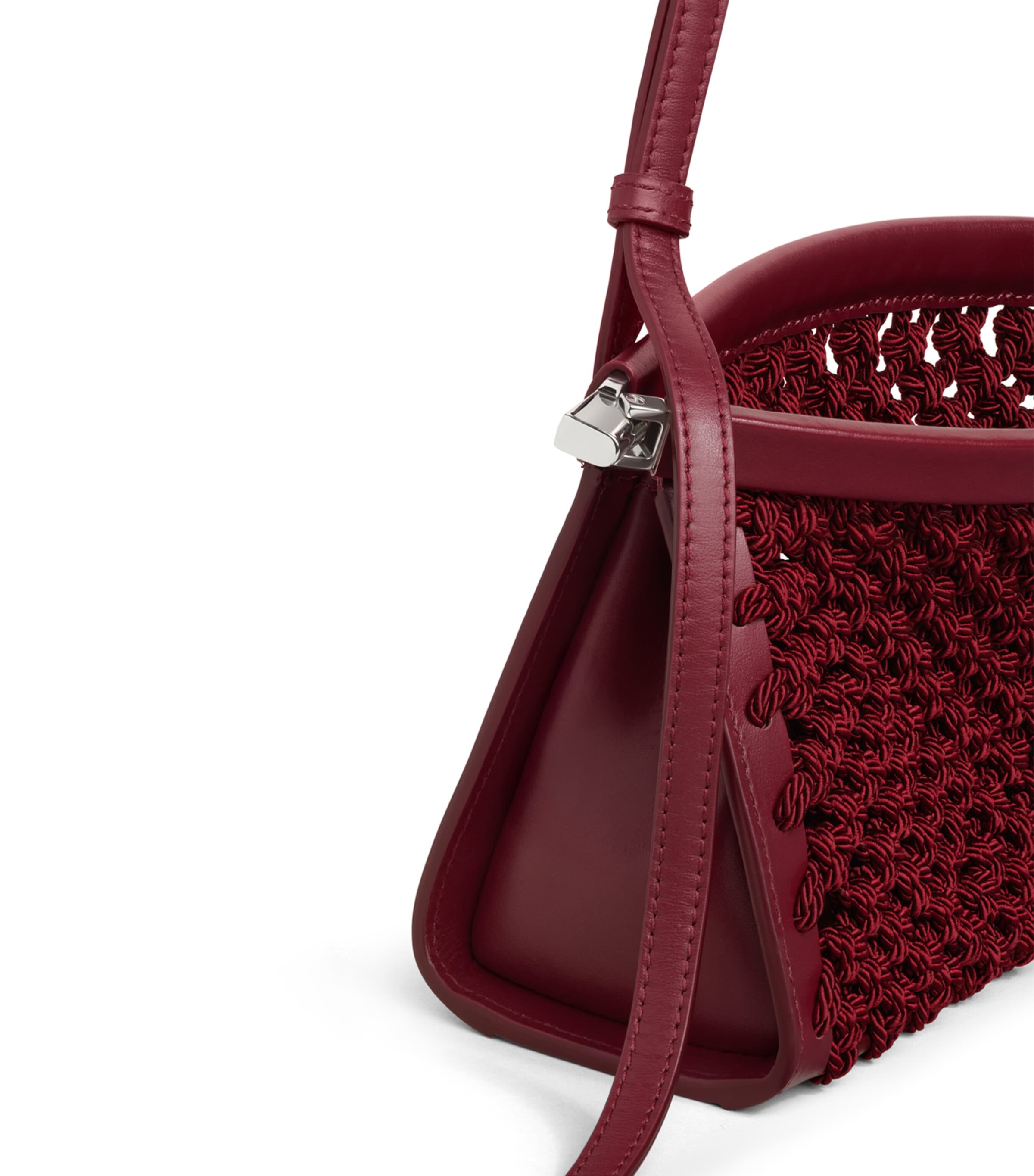 Alaïa Small Satin-Leather Le Click East West Shoulder Bag Bordeaux Image 3