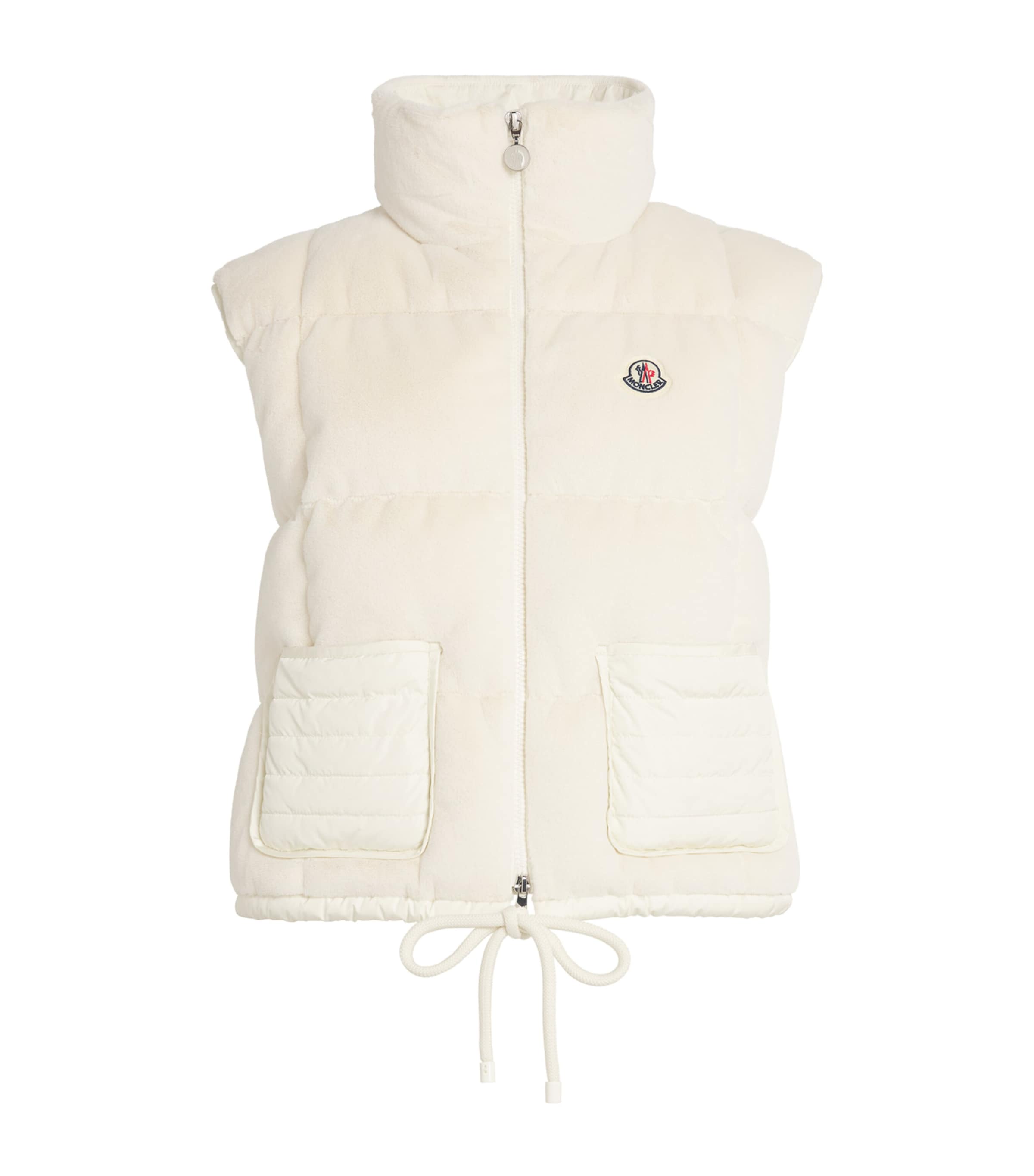 Shop Moncler Fleece Down Arques Gilet In White