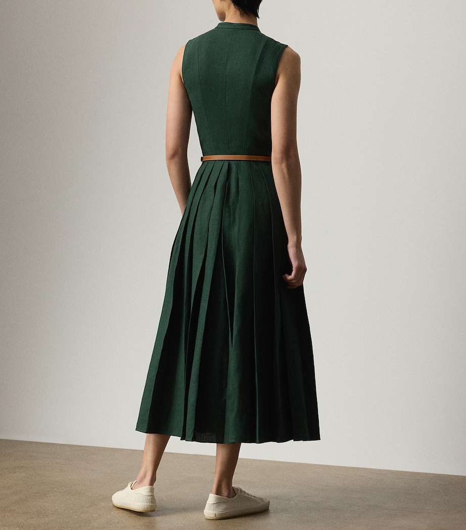 Linen Sleeveless Midi Dress DARK RACING GREEN Image 4