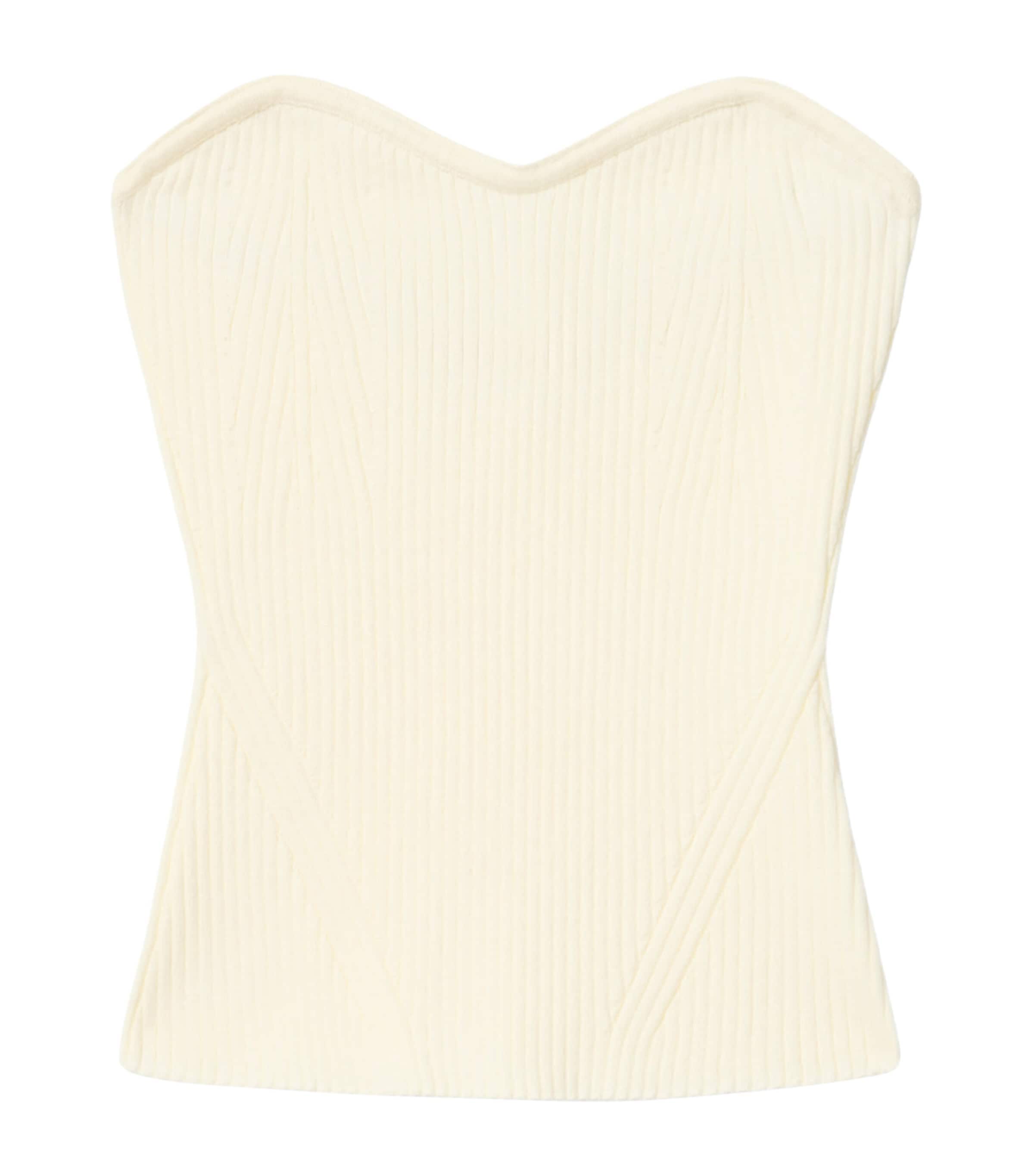 AllSaints Womens Knitted Bandeau Cruz Top Chalk White Image 1