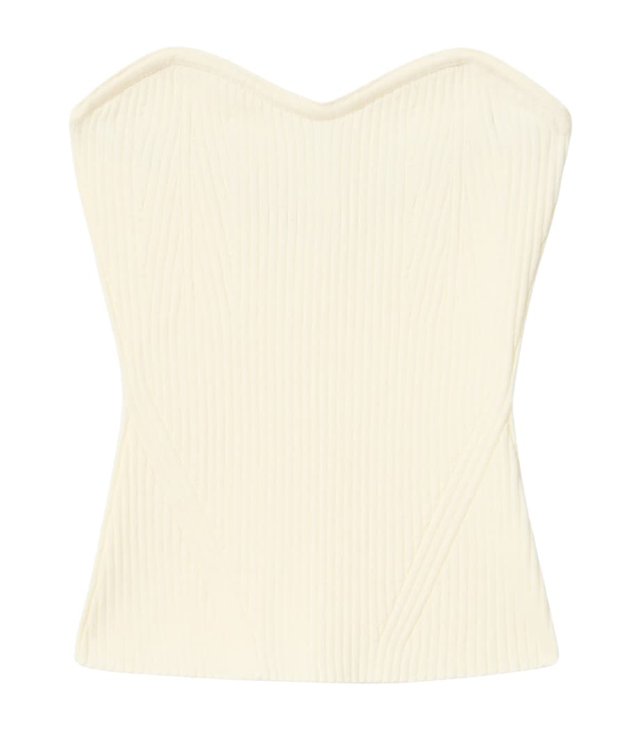 AllSaints Womens Knitted Bandeau Cruz Top Chalk White Image 1