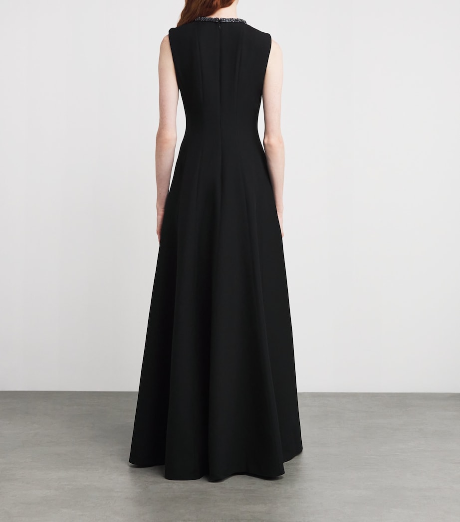 Wool-Silk Embellished Gown BLACK Image 3