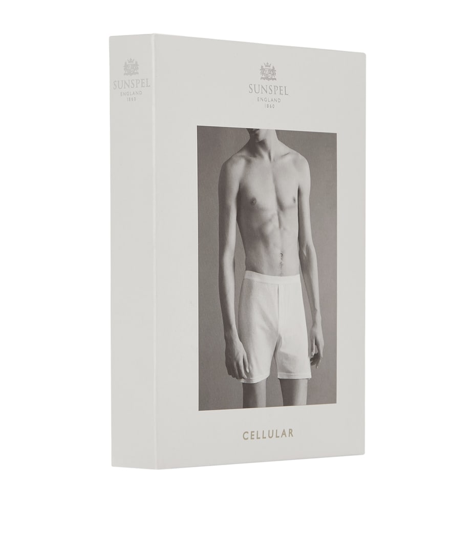Cellular Cotton Boxer Shorts WHITE Image 3