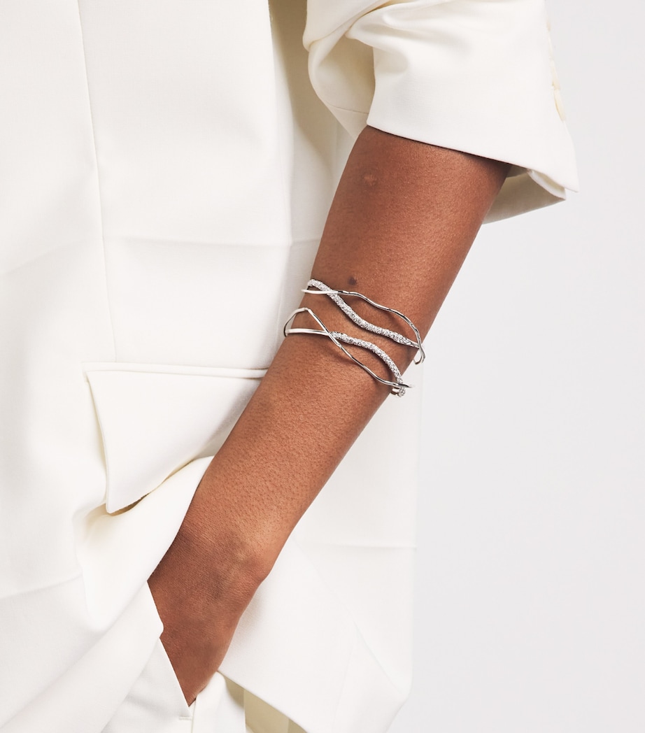 Alexis Bittar Solanales Intertwined Cuff Bracelet Crystals Silver Image 4