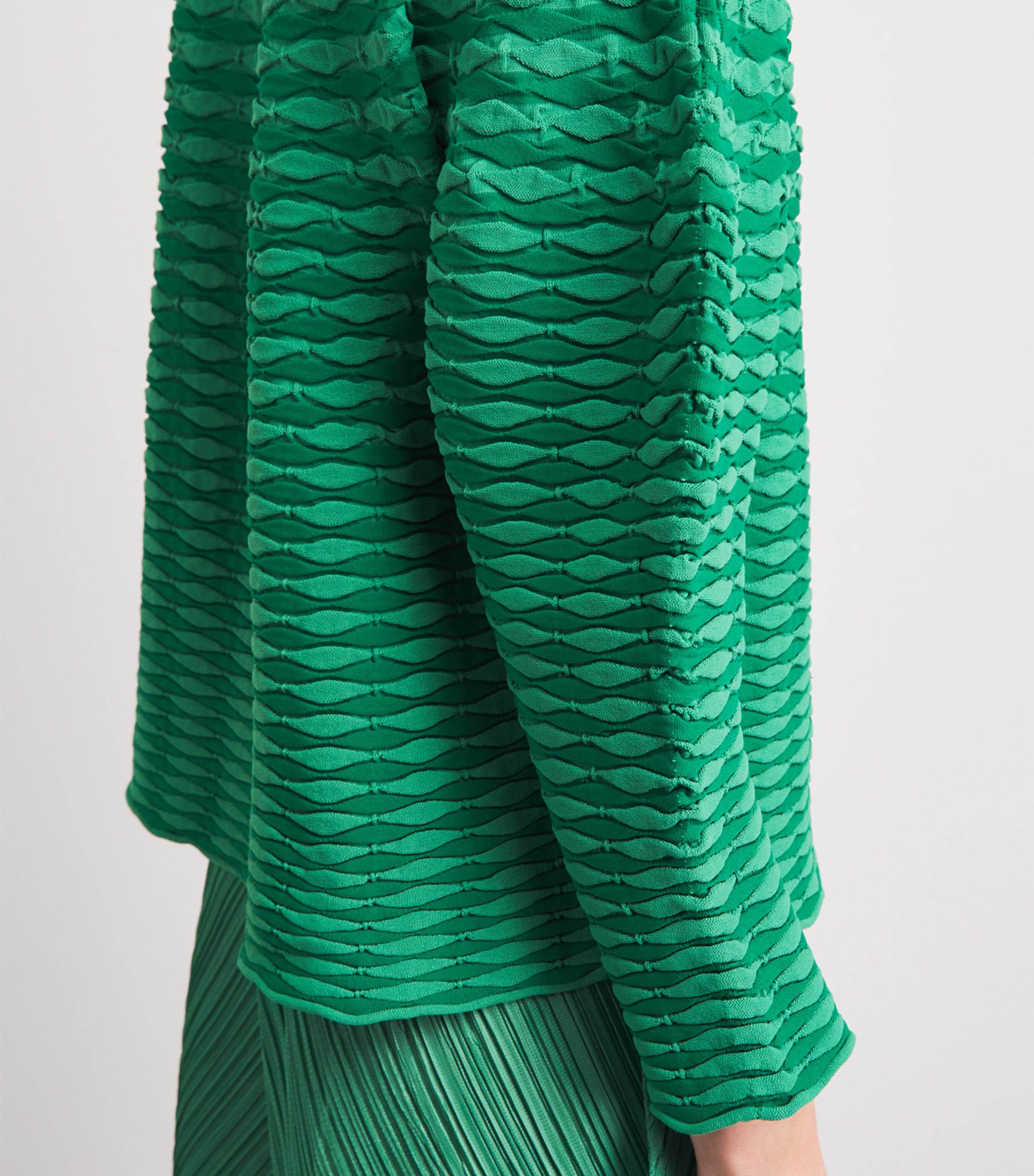 Pleats Please Issey Miyake Womens Colourful Mushroom Knit Top Grass Green Image 3