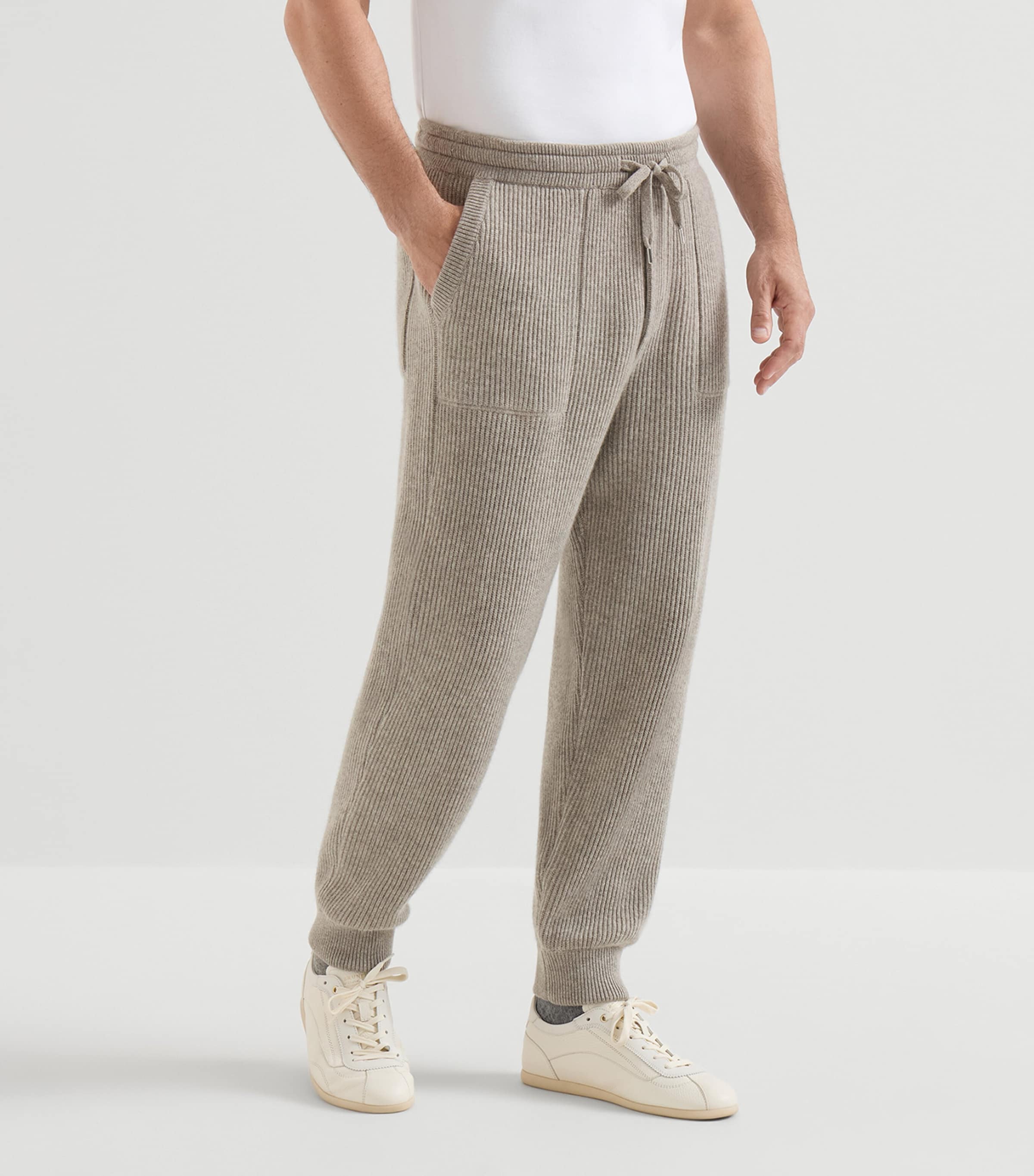 Brunello Cucinelli Mens Cashmere Rib-Knit Sweatpants Image 2