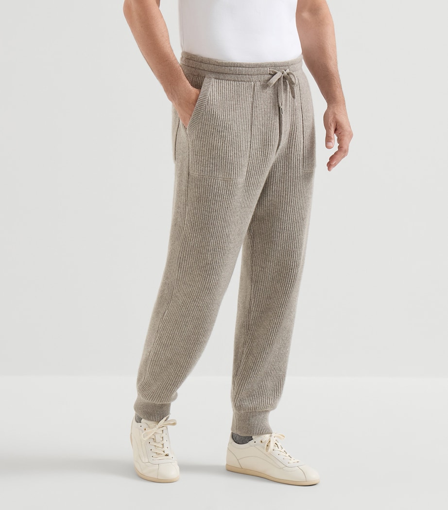 Brunello Cucinelli Mens Cashmere Rib-Knit Sweatpants Image 2