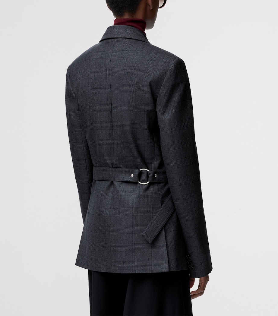 Wool Check Draped Blazer DARK GREY Image 4