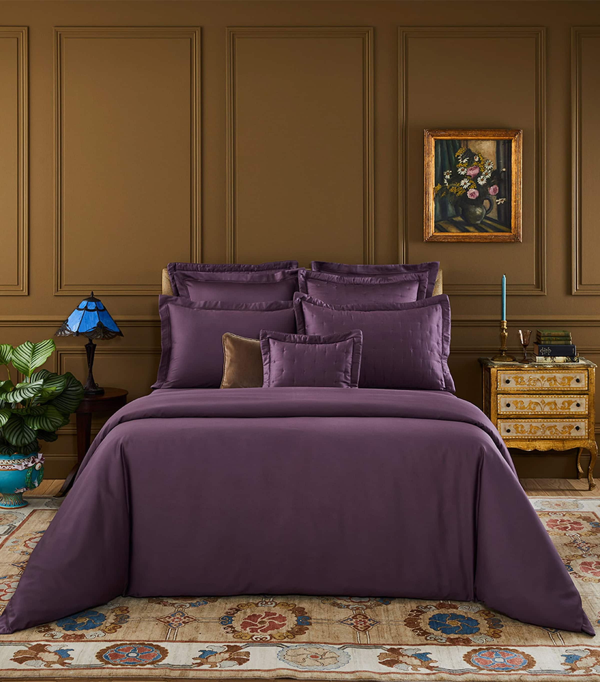 Shop Yves Delorme Triomphe Double Duvet Cover In Purple