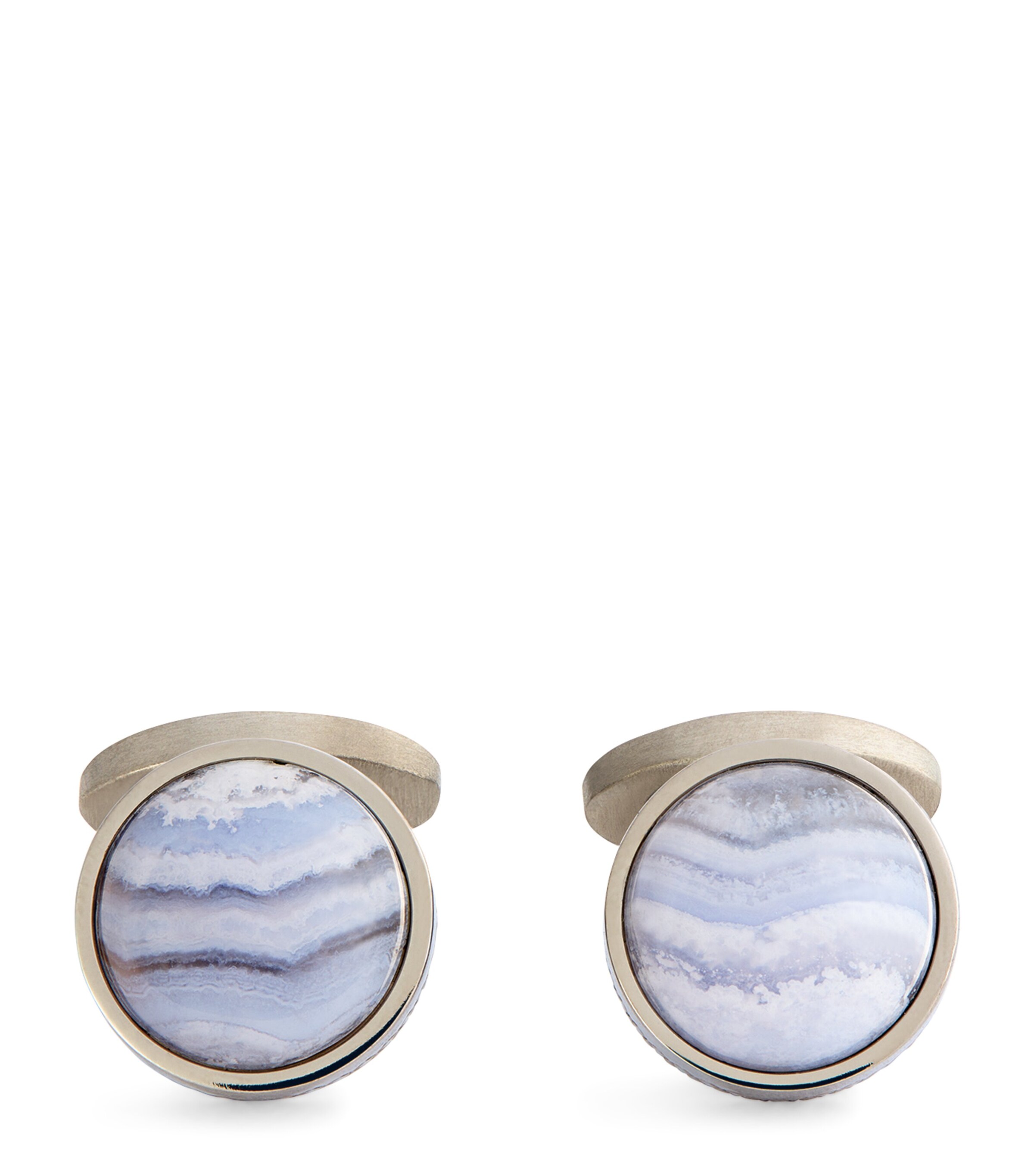 Tateossian Agate Circular Cufflinks Silver Image 1