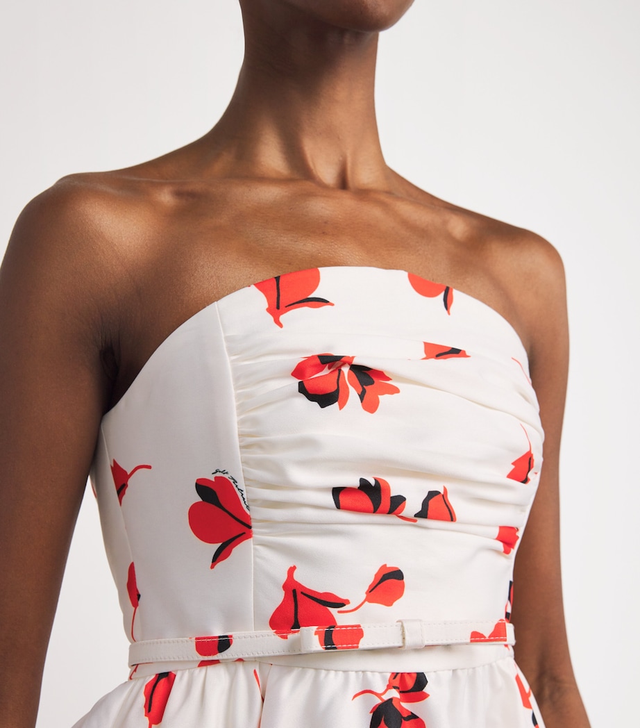 Floral Strapless Midi Dress WHITE Image 6