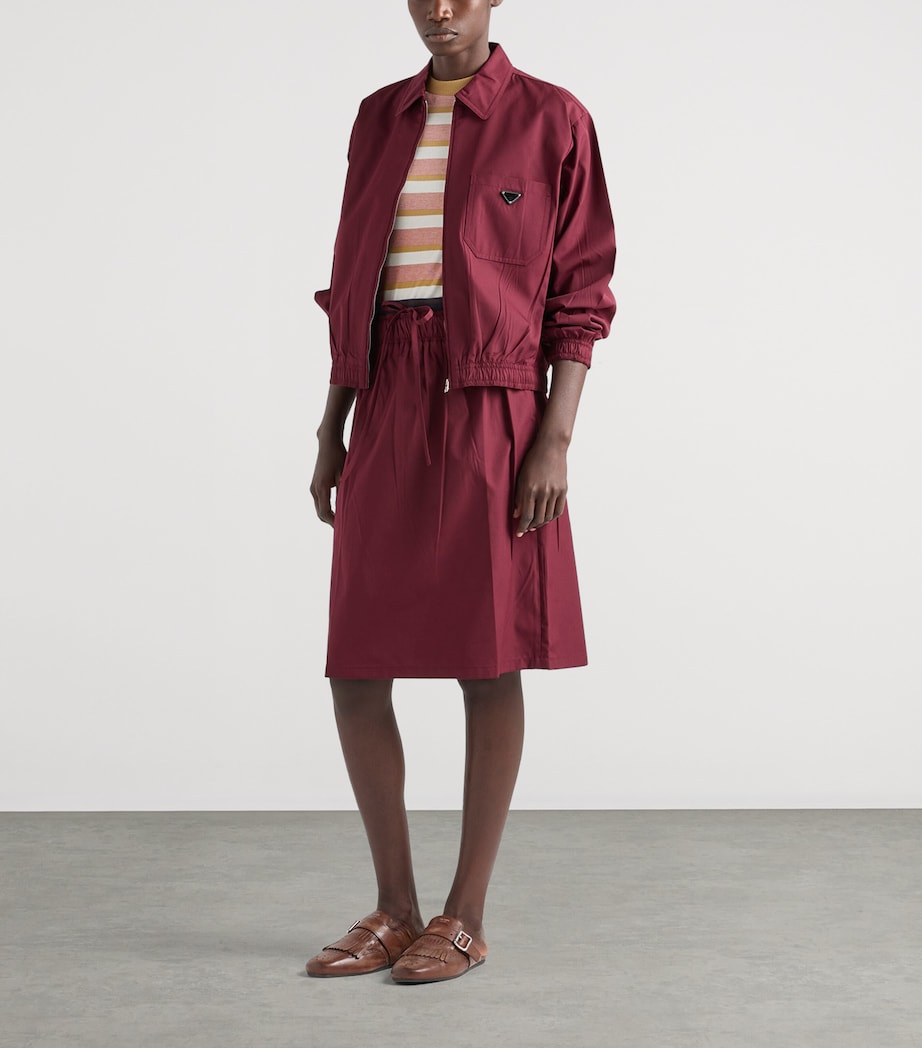 Prada Womens Poplin Logo Jacket Burgundy Image 2