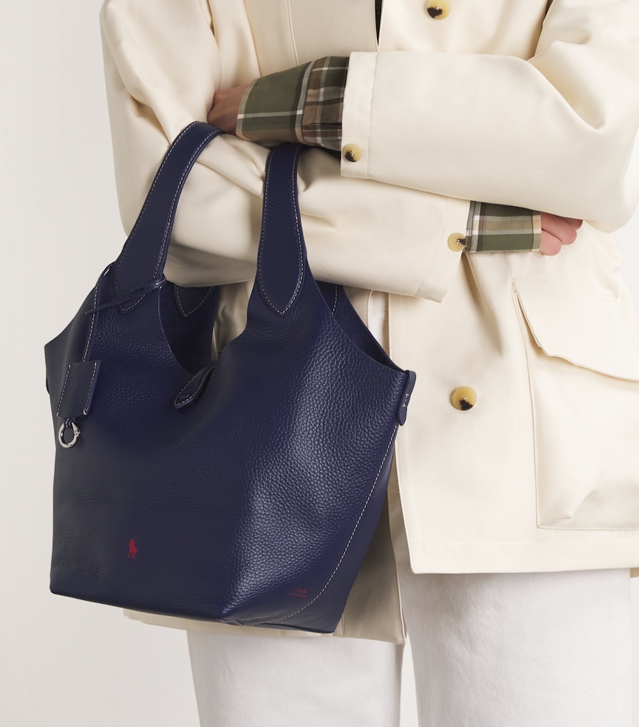 Polo Ralph Lauren Medium Leather Polo Play Tote Bag Ink Image 2