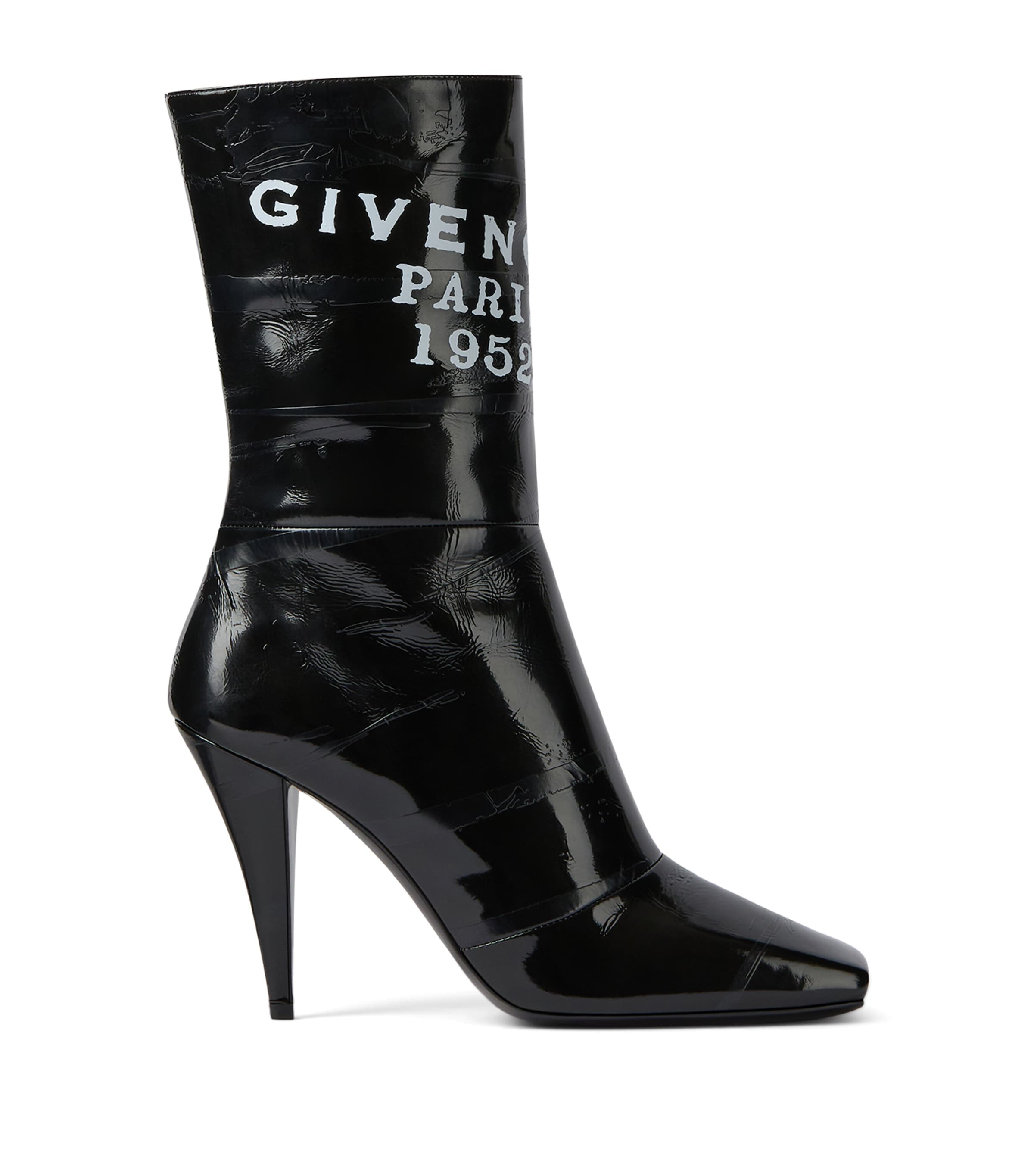 Leather Logo Ankle Boots 95 BLACK Image 1